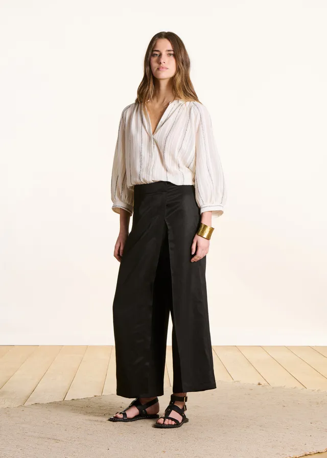 la-f-e-marabout-e-fulano-hose-damen-schwarz-7-8-leinen-weit image 1