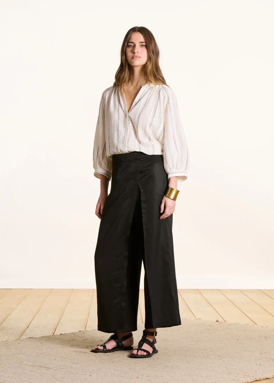 la-f-e-marabout-e-fulano-hose-damen-schwarz-7-8-leinen-weit image 1