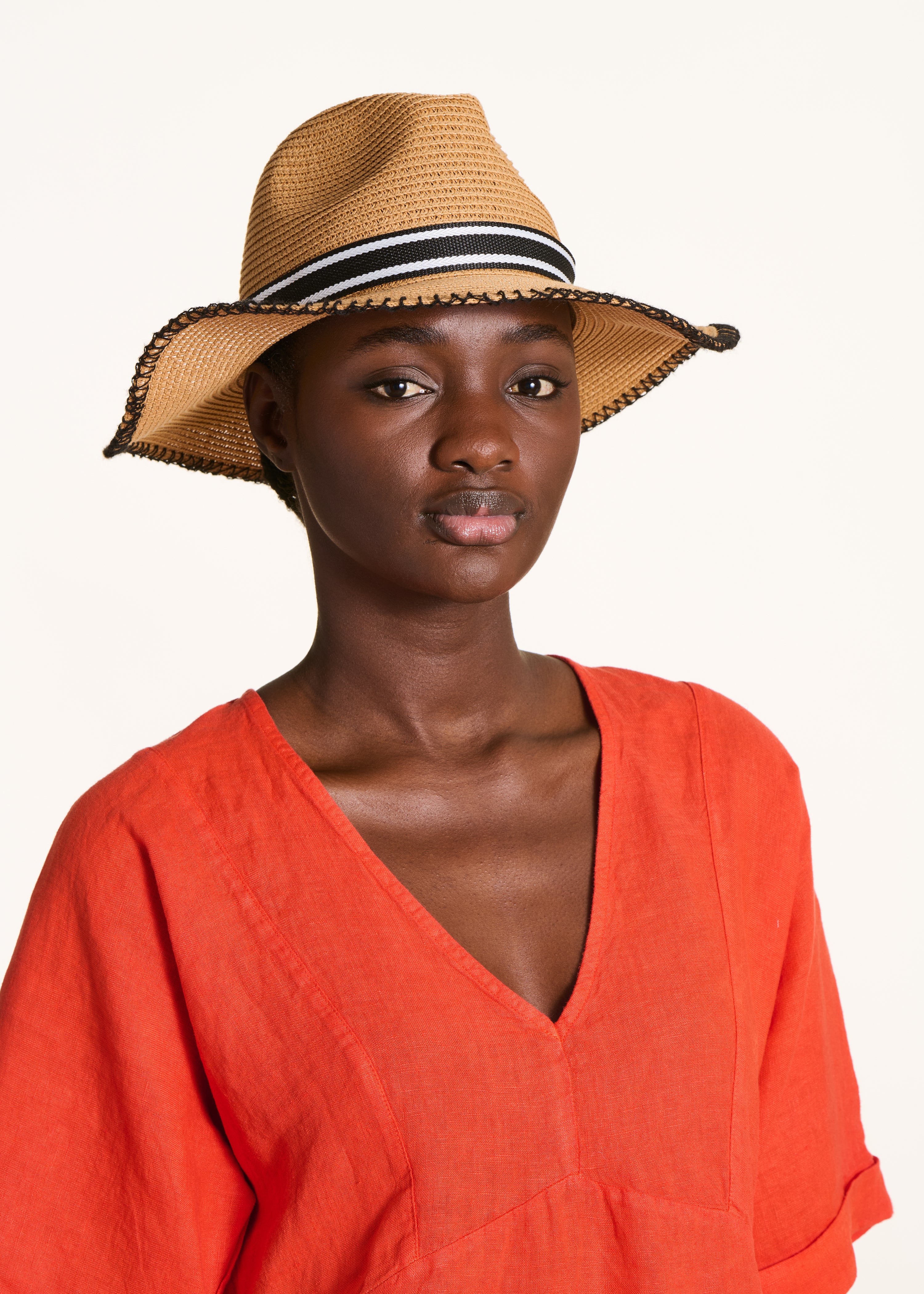 la-f-e-marabout-e-fermier-strohhut-natur-streifenband image 2