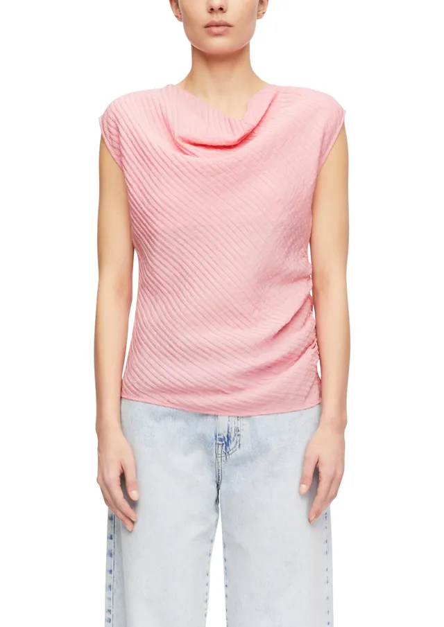 comma-blouses-bluse-seersucker-wasserfall-kurzarm-gr-42-rosa image 1