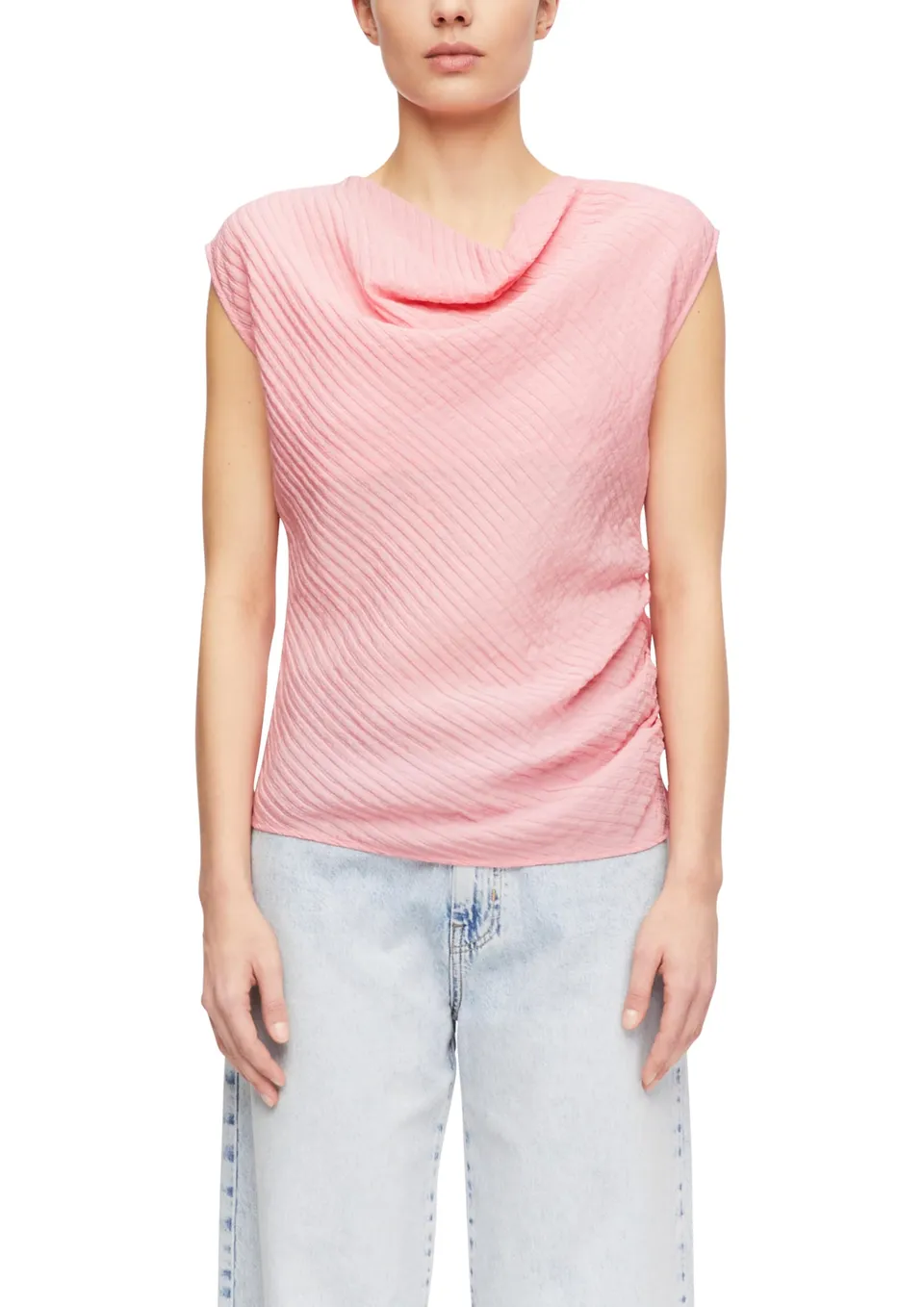 comma-blouses-bluse-seersucker-wasserfall-kurzarm-gr-42-rosa image 1