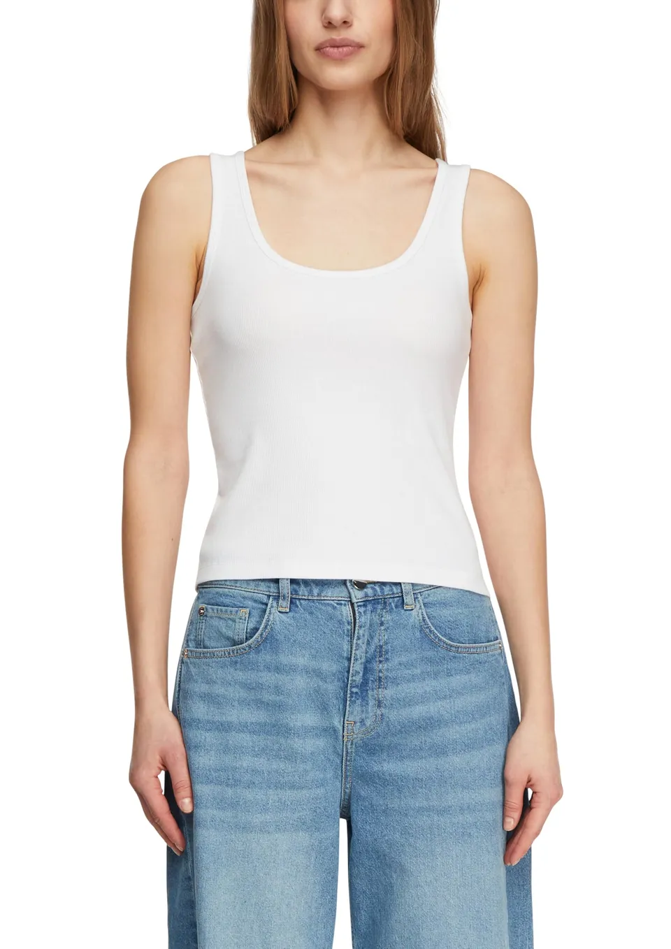 comma-t-shirt-damen-ripp-slim-fit-rundhals-gr-42 image 1