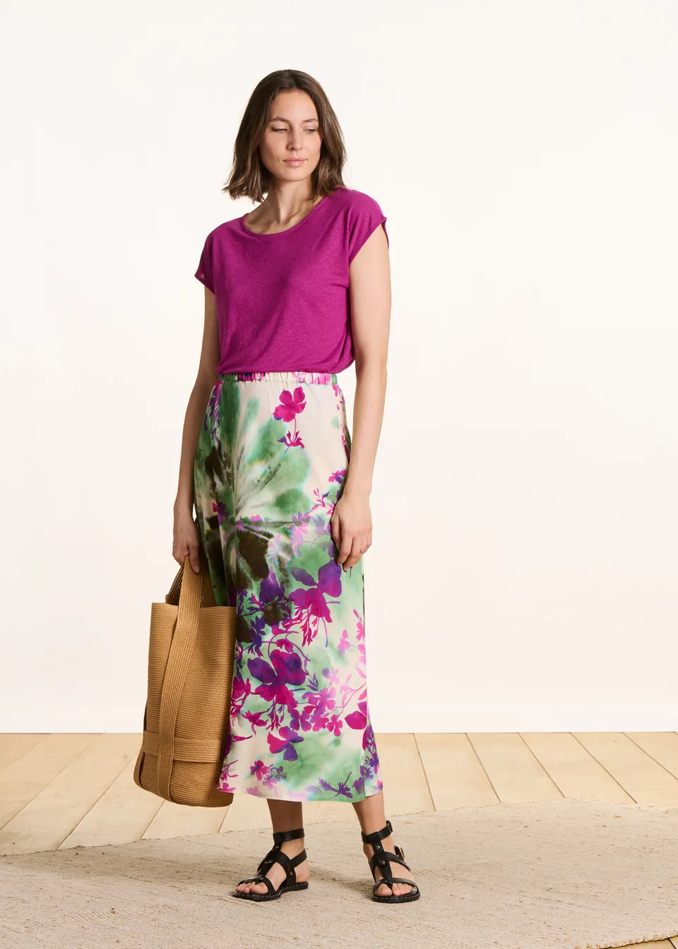 la-f-e-marabout-e-torino-maxirock-gr-n-rosa-floral image 1