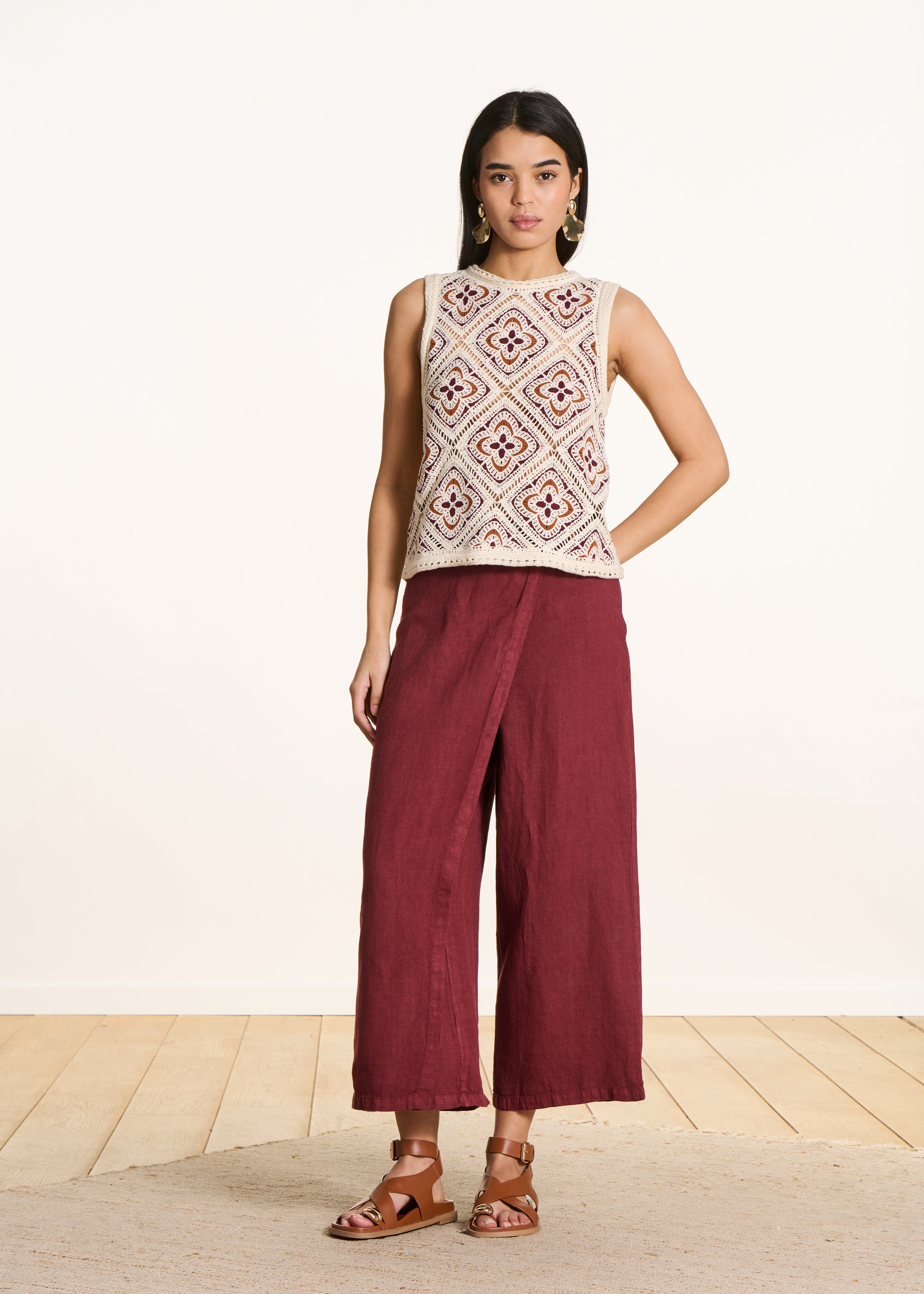 la-f-e-marabout-e-fulano-hose-bordeaux-leinen-7-8-weit image 1