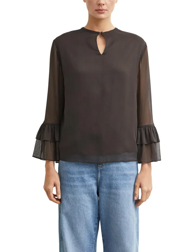 comma-blouses-chiffon-bluse-trompetenaermel-creme image 1