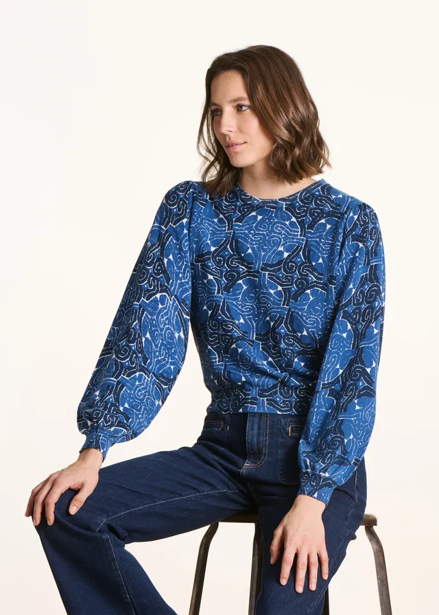 la-f-e-marabout-e-forlo-pullover-blau-bio-baumwolle-ethnoprint image 1