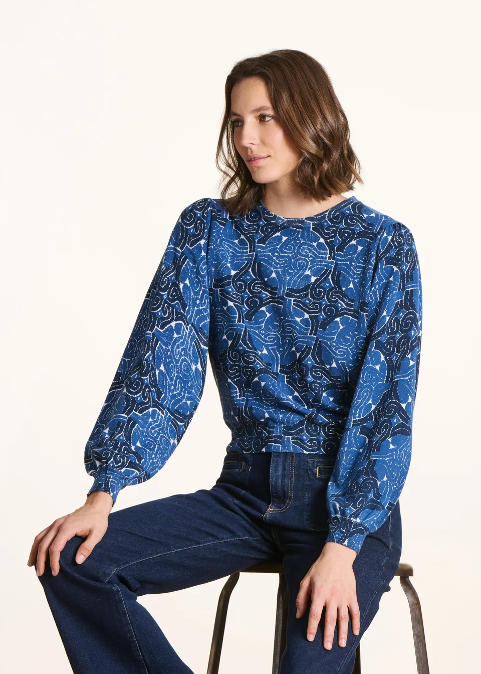 la-f-e-marabout-e-forlo-pullover-blau-bio-baumwolle-ethnoprint image 1