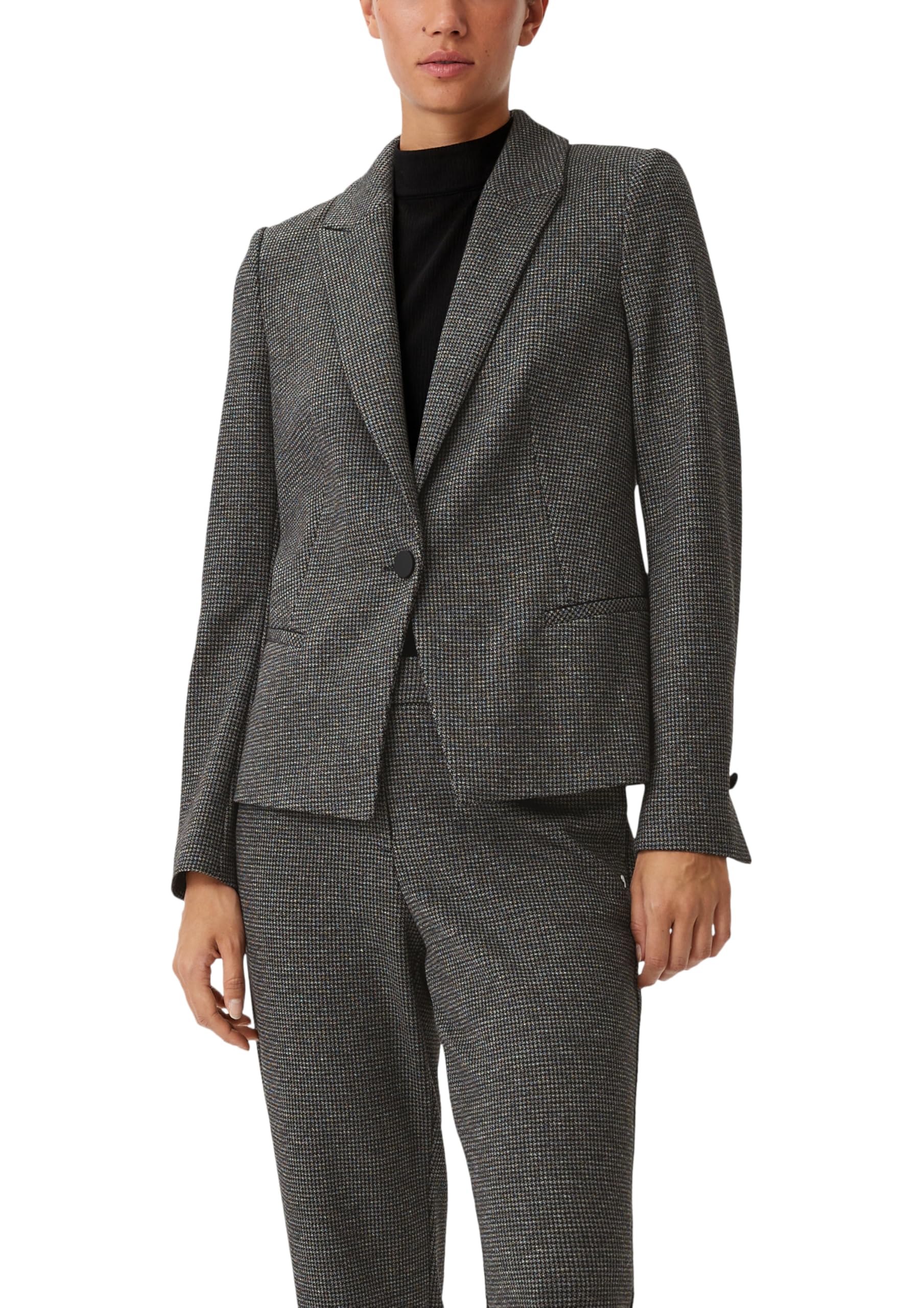 comma-blazer-pepita-muster-jacquard-damenblazer-gr-40-schwarz image 1
