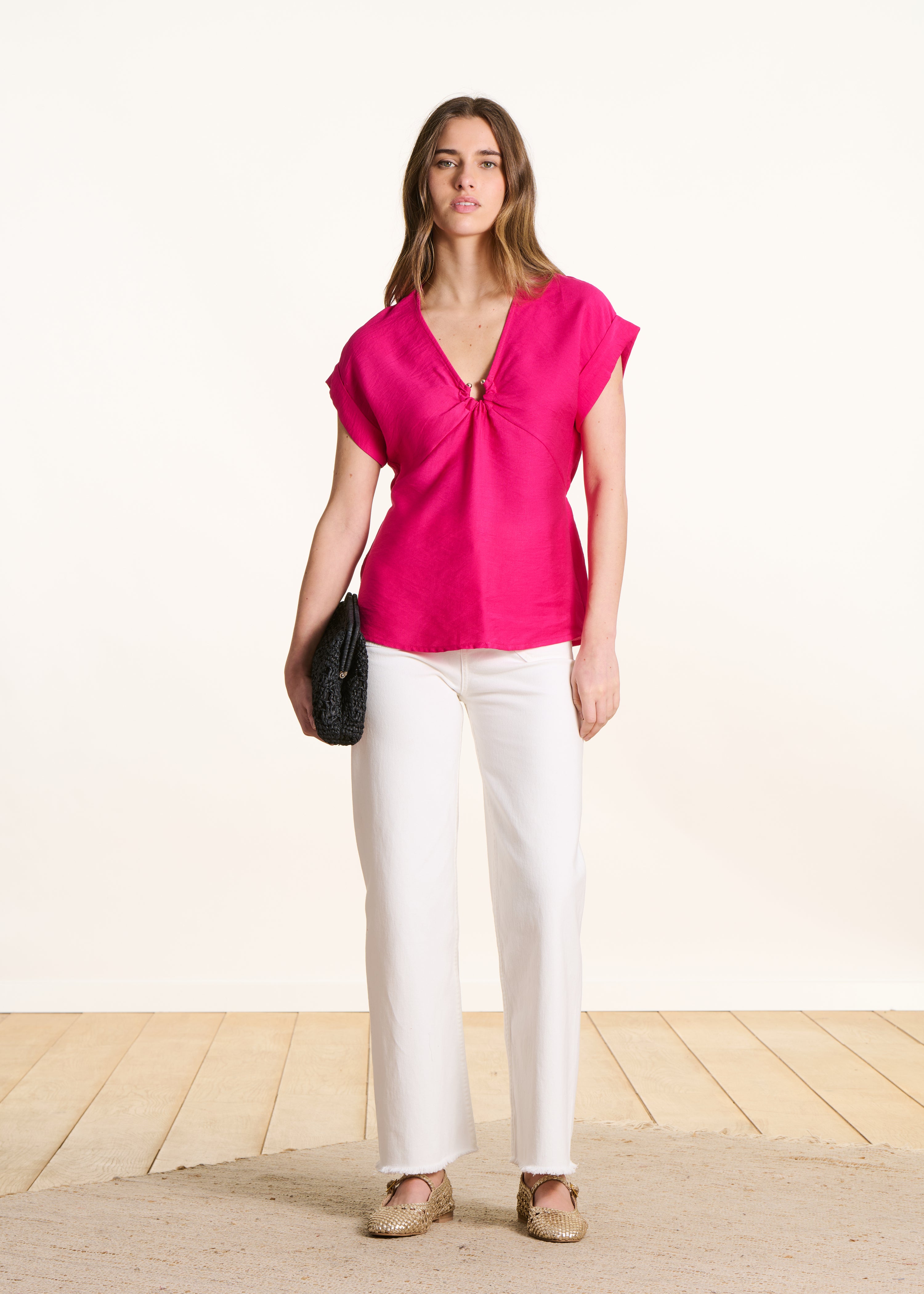 la-f-e-marabout-e-flou-top-kurzarm-viskose-pink-gr-36 image 2