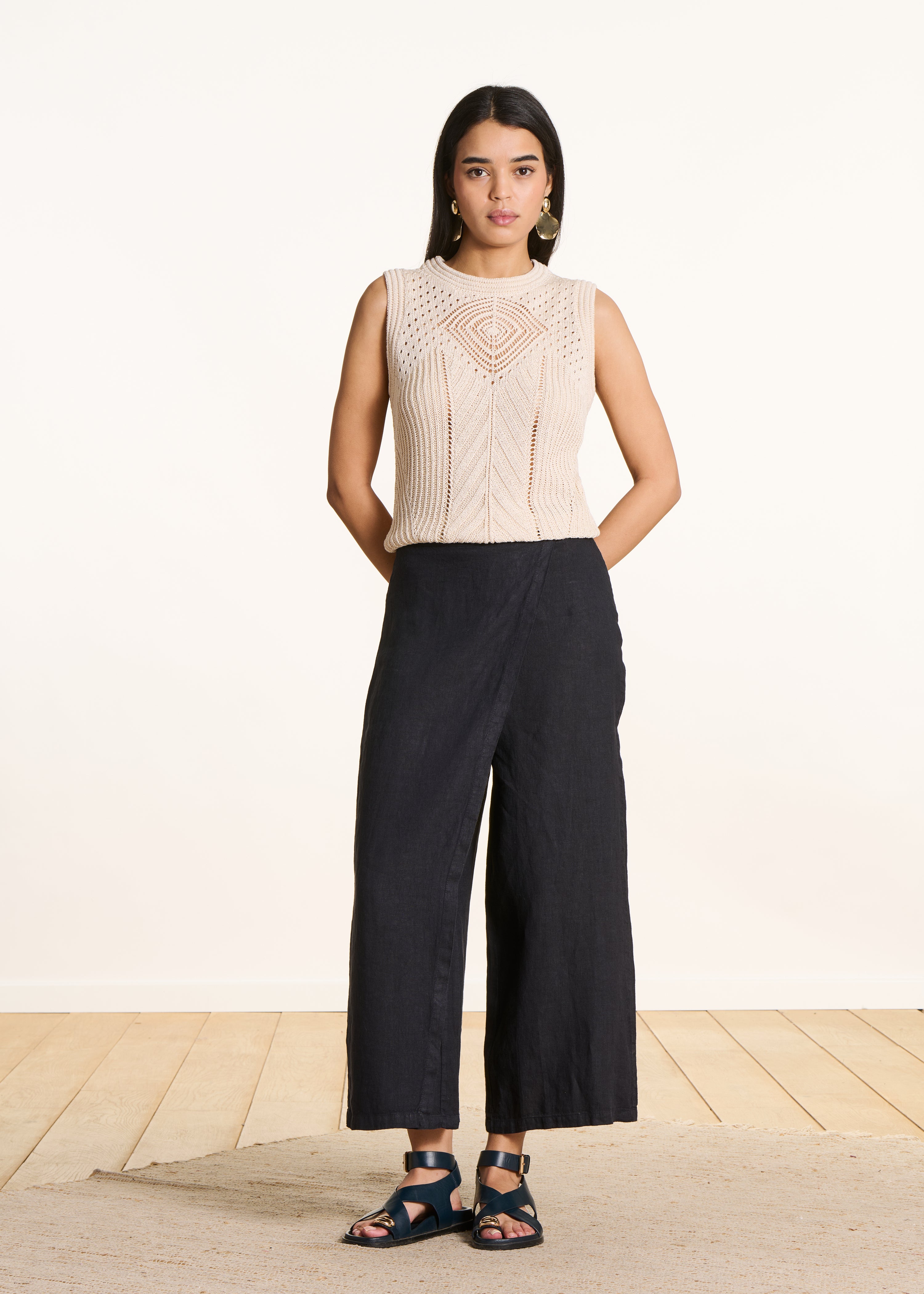 la-f-e-marabout-e-fulano-hose-dunkelblau-leinen-7-8-weit image 1