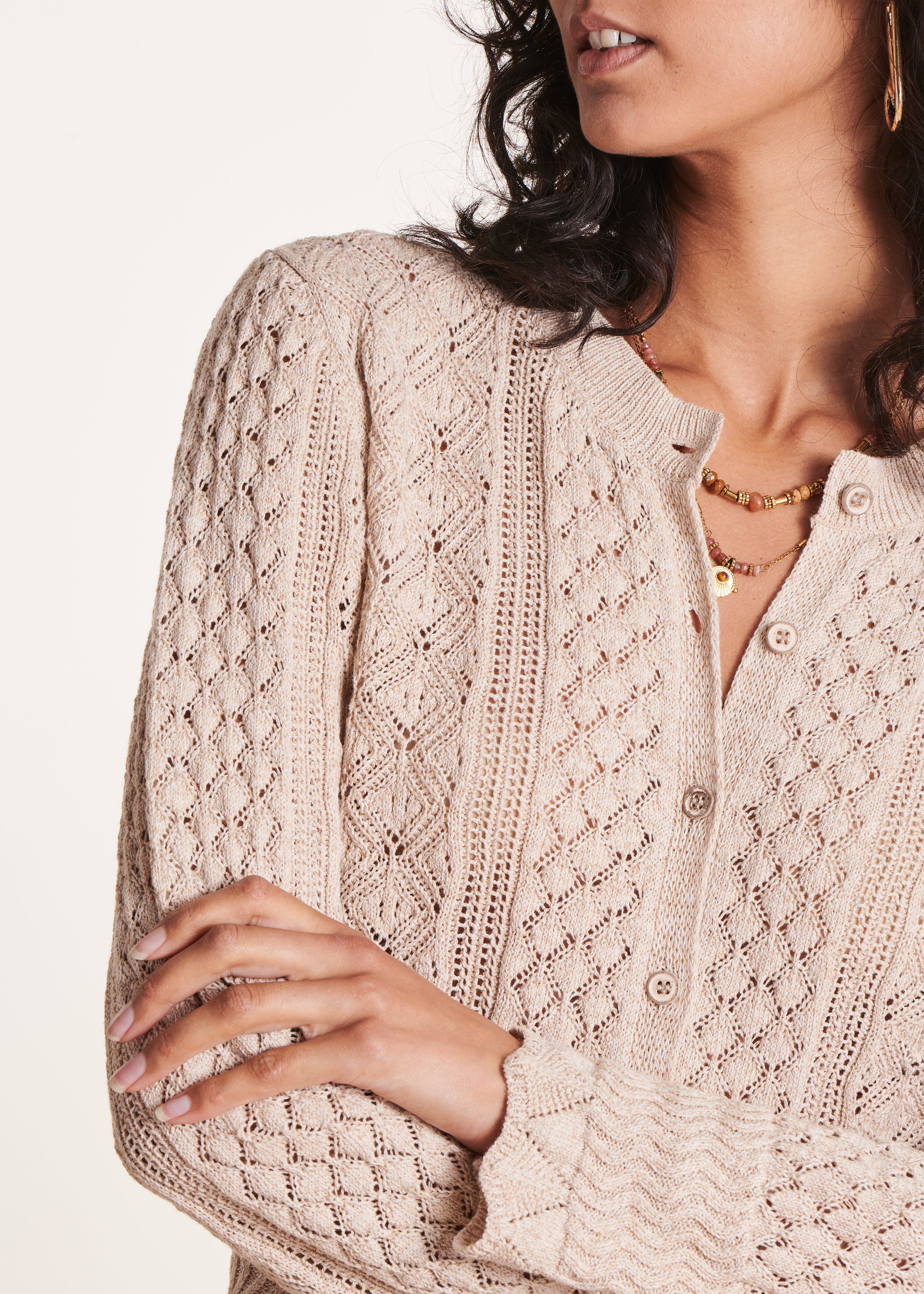 la-f-e-marabout-e-dinan-gilet-damen-beige-meliert-baumwolle image 6