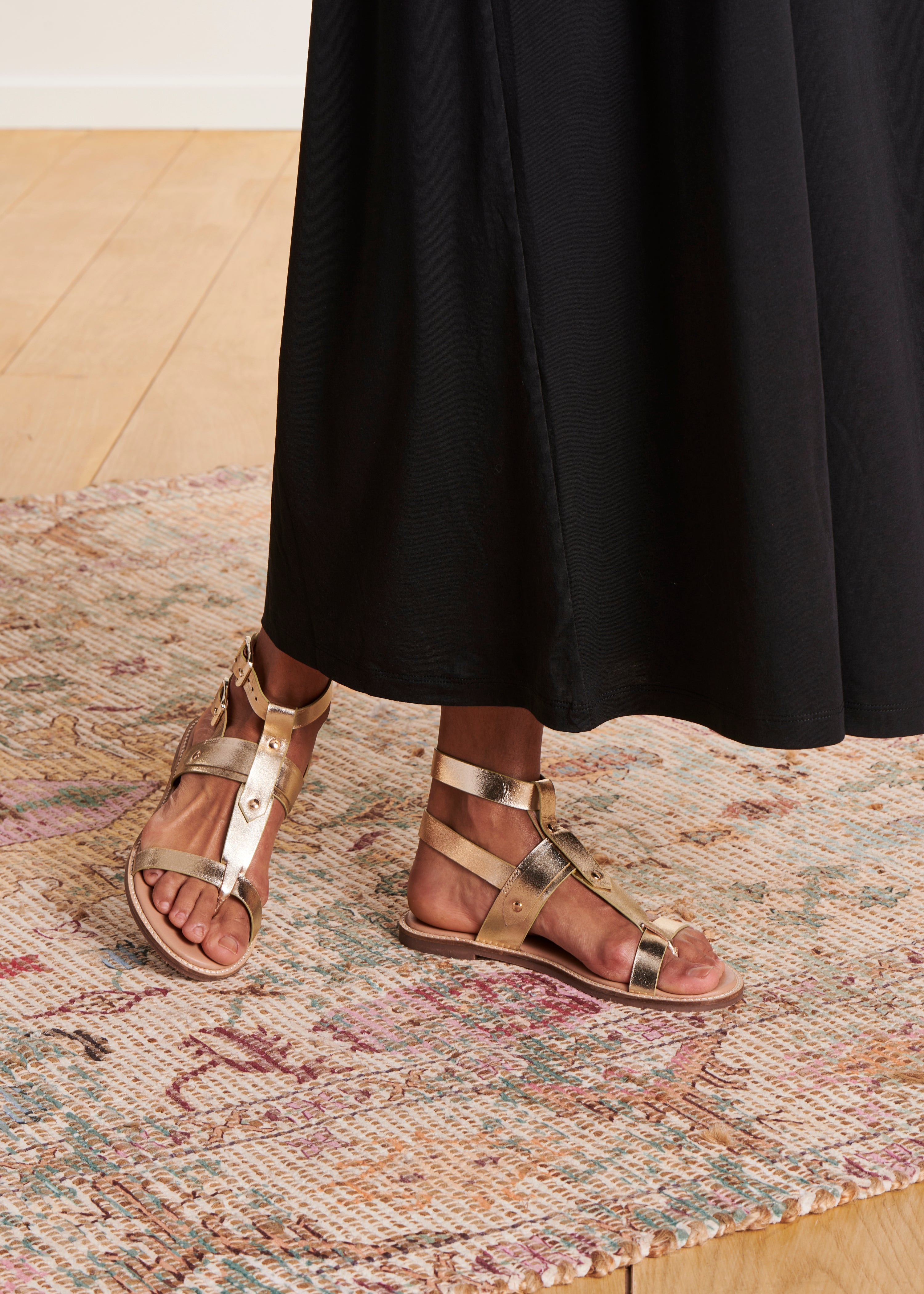 la-f-e-marabout-e-davina-sandalen-gold-leder-flach image 1