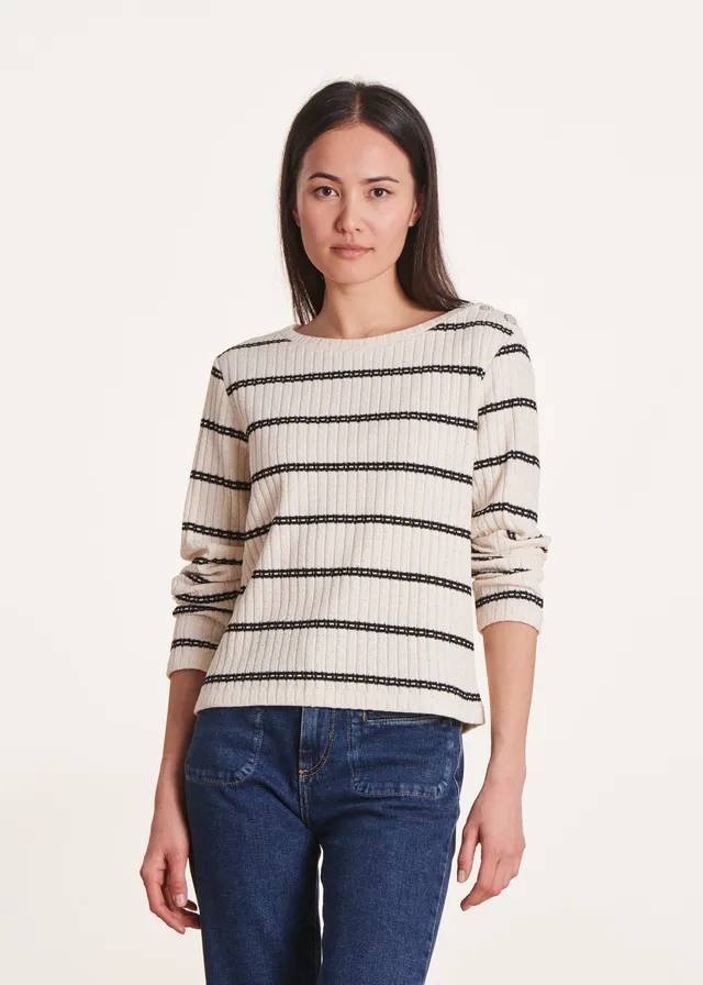 la-f-e-marabout-e-pullover-marini-re-bio-baumwolle-ecru image 1