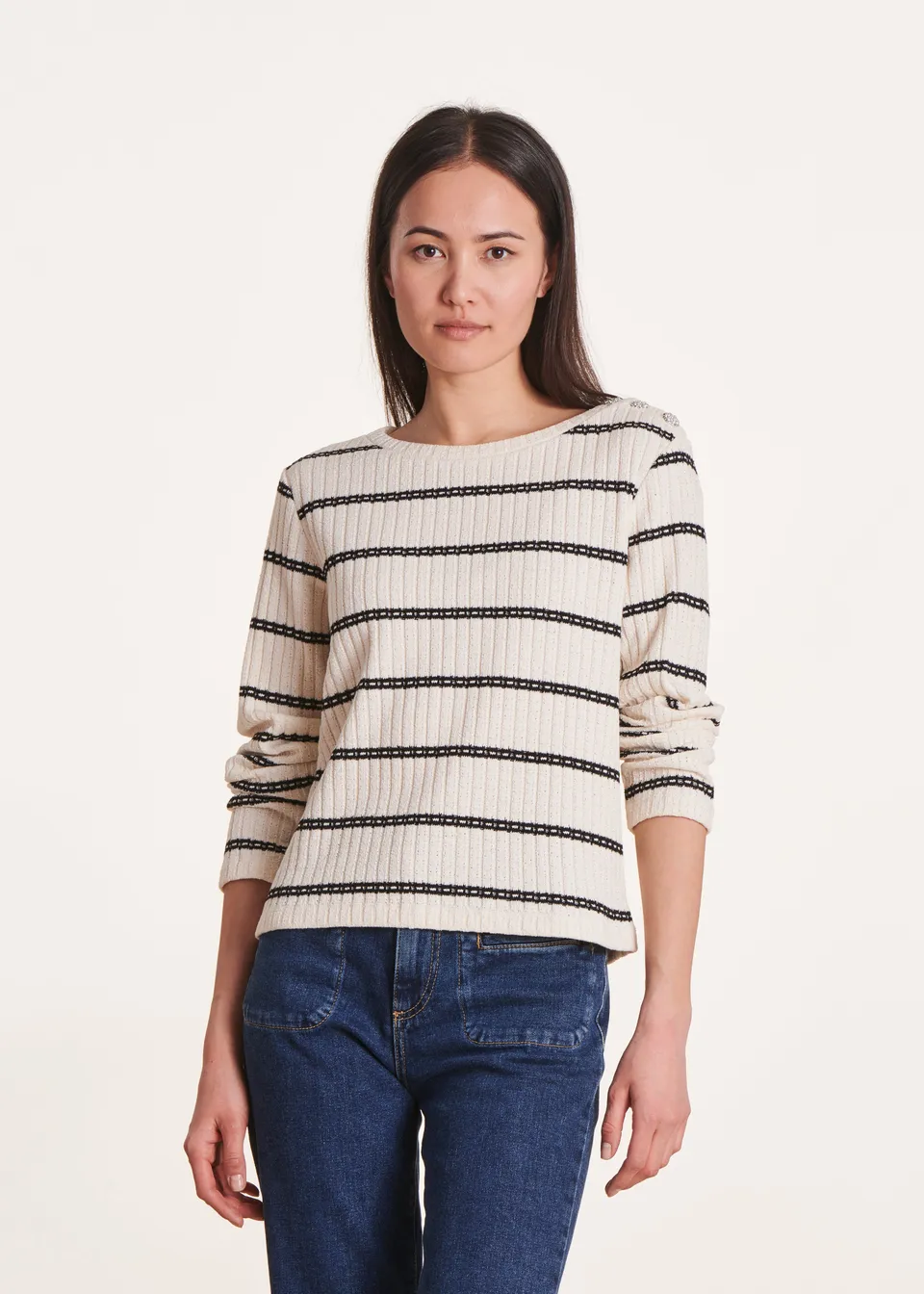 la-f-e-marabout-e-pullover-marini-re-bio-baumwolle-ecru image 1
