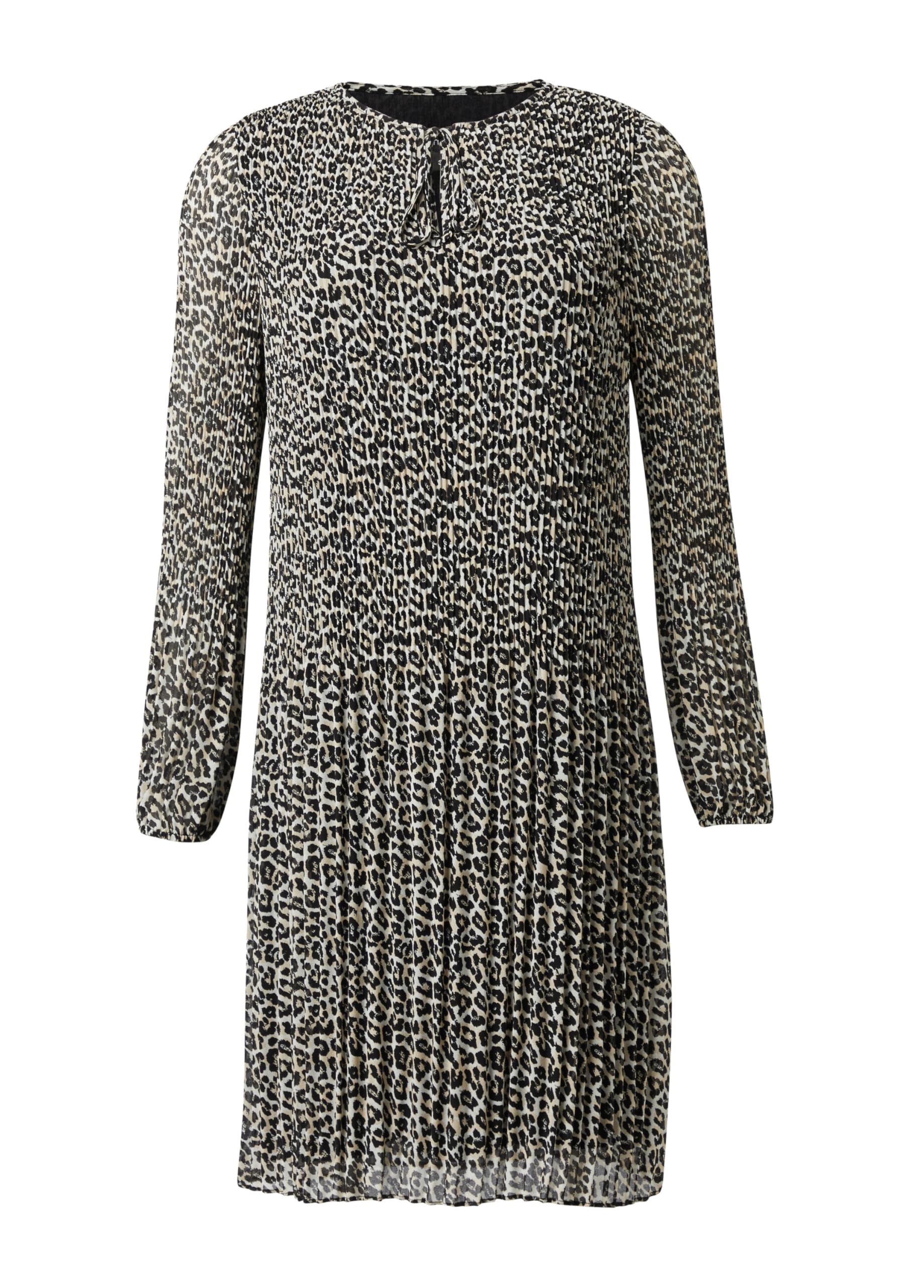 comma-plissiertes-chiffon-kleid-mit-leo-print-beige-42 image 3