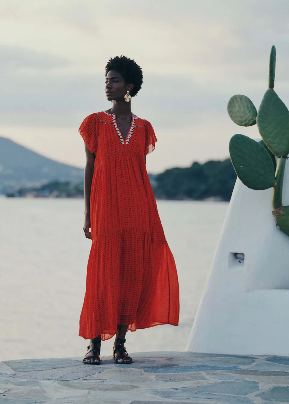 la-f-e-marabout-e-fominga-maxikleid-orange-gemustert-volants image 1
