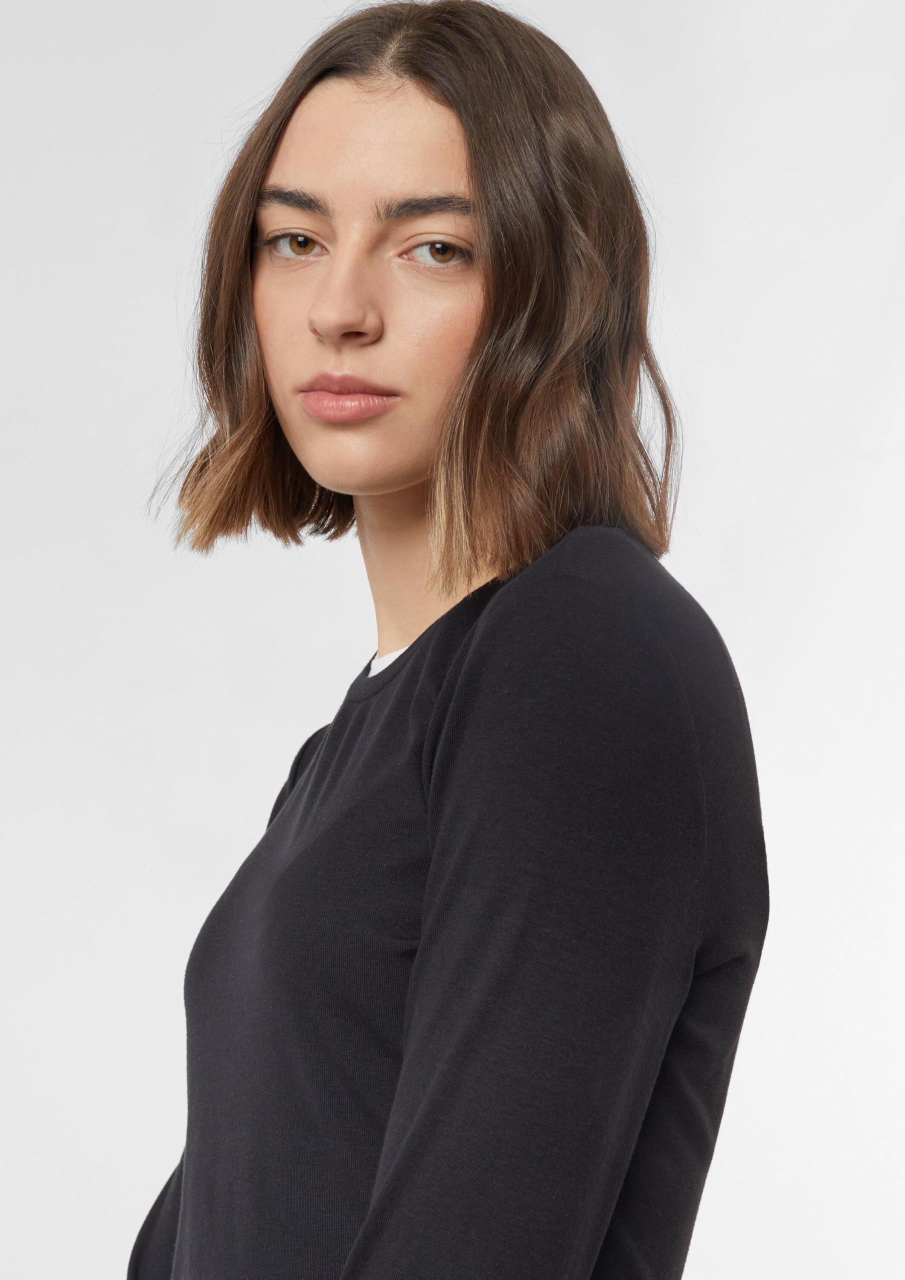 comma-langarm-shirt-viskose-rundhals-grey-black-slim-fit image 4