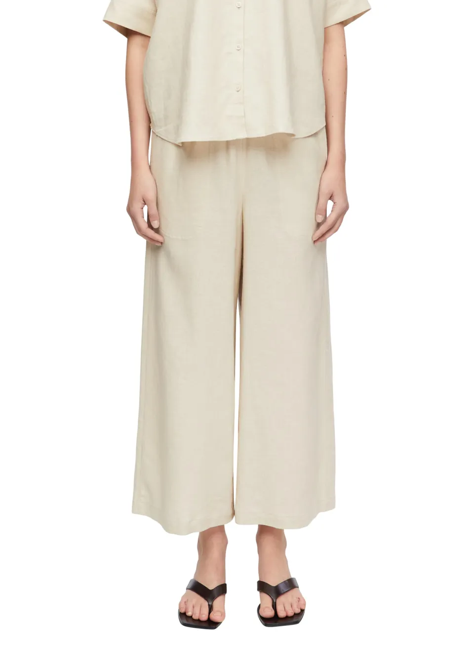 comma-trousers-culotte-streifen-hellbeige image 1