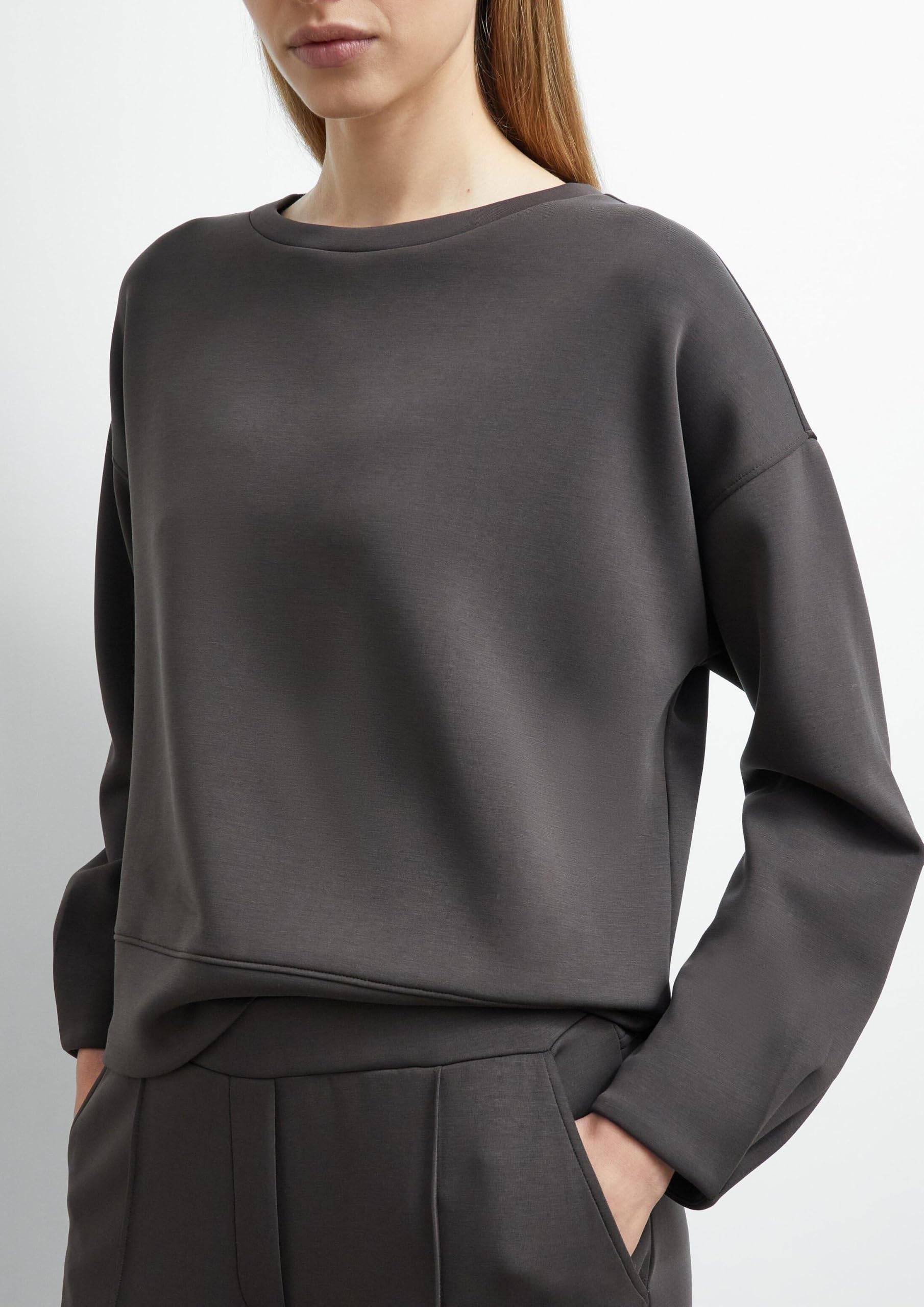 comma-sweatshirt-faltendetail-dunkelbraun-gr-36 image 3
