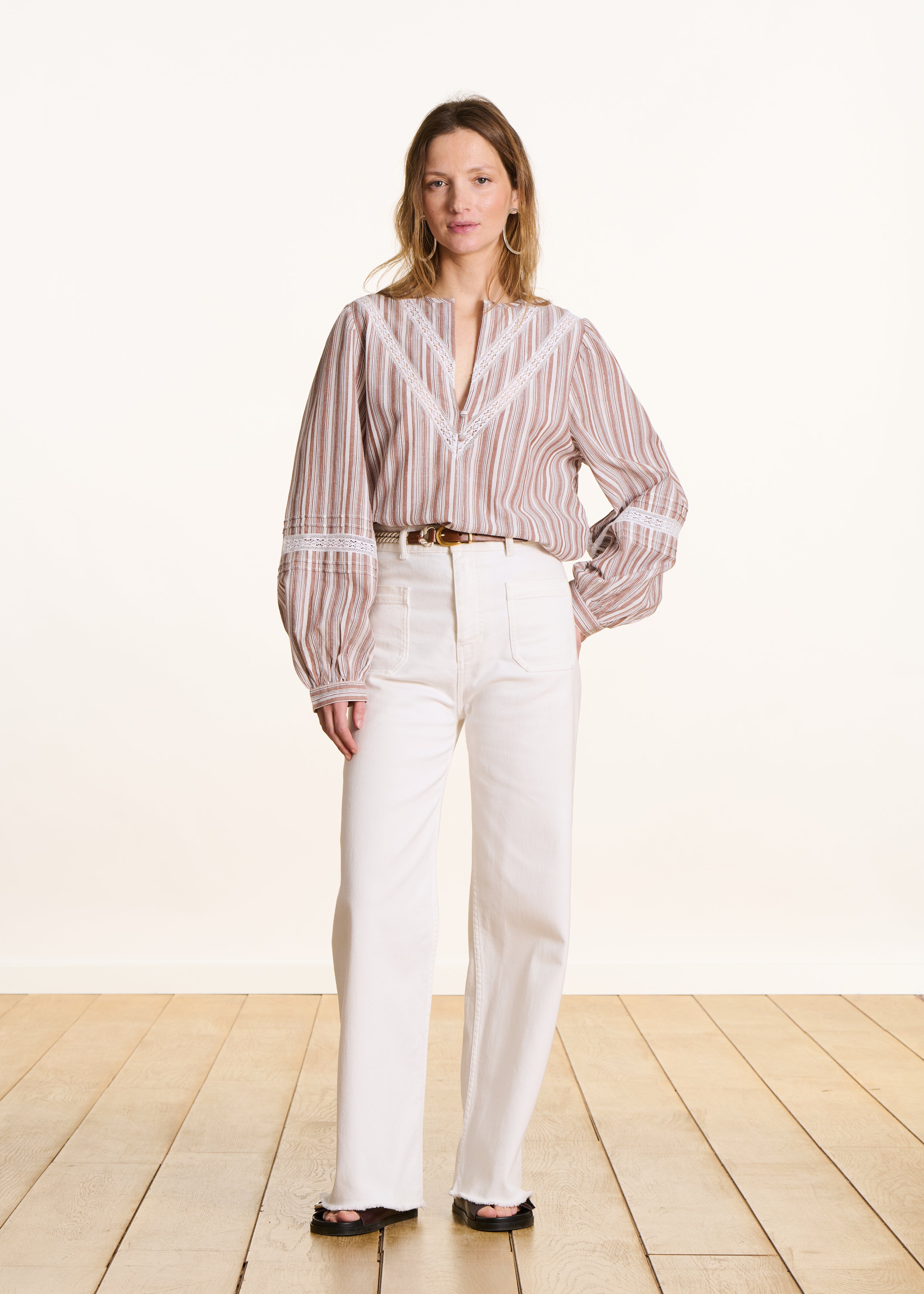 la-f-e-marabout-e-bluse-wei-braun-streifen-bio-34-46 image 2