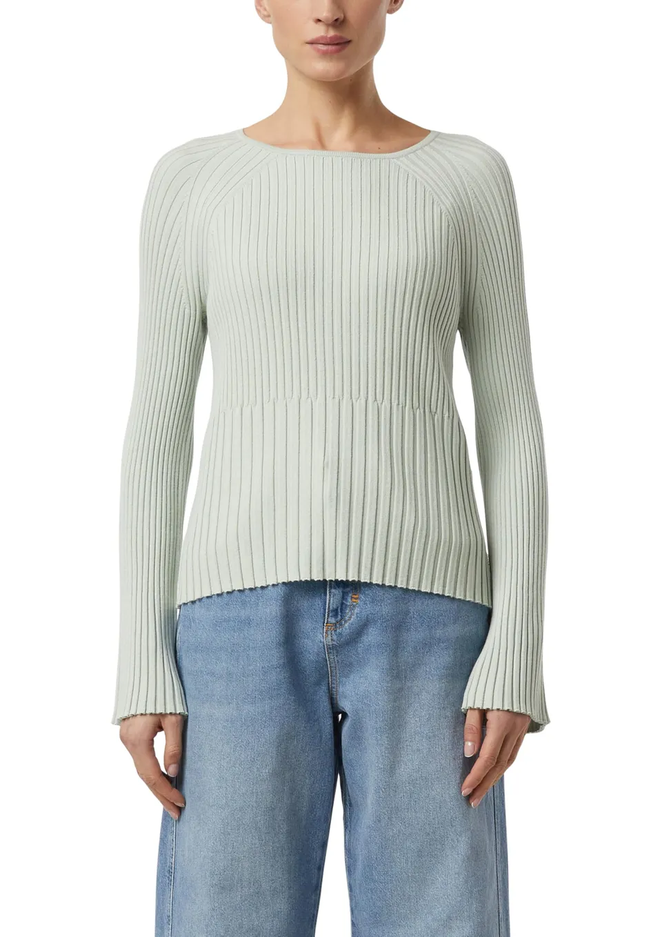 comma-strickpullover-slim-fit-creme-rundhals-rippoptik image 1
