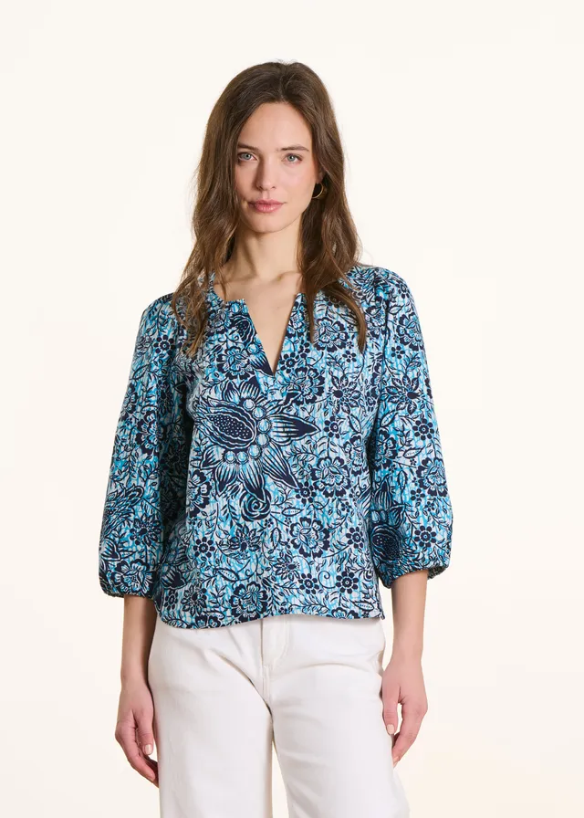 la-f-e-marabout-e-tops-top-blau-popeline-40-floral image 1