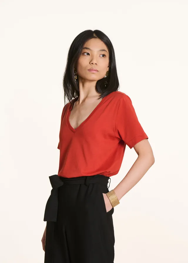 la-f-e-marabout-e-t-shirt-oversize-bio-baumwolle-rot-v-ausschnitt image 1