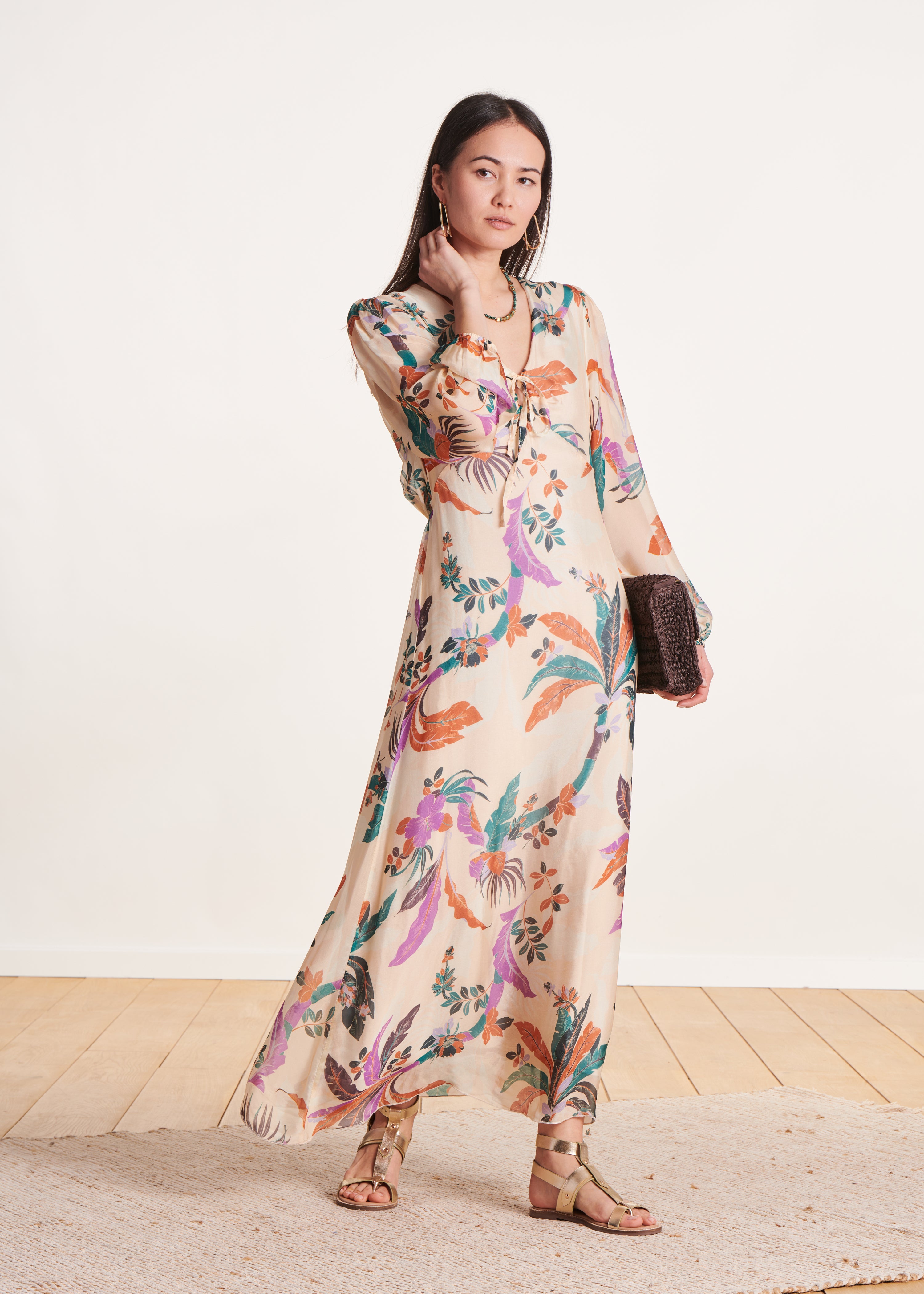 la-f-e-marabout-e-deesse-maxikleid-ecru-print-seide image 3