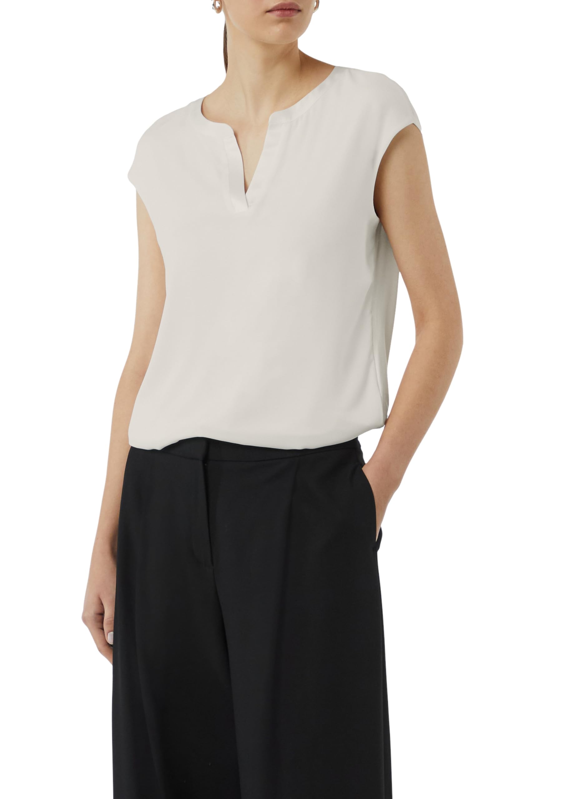 comma-blusenshirt-mit-satinblende-beige-viskosemix image 8