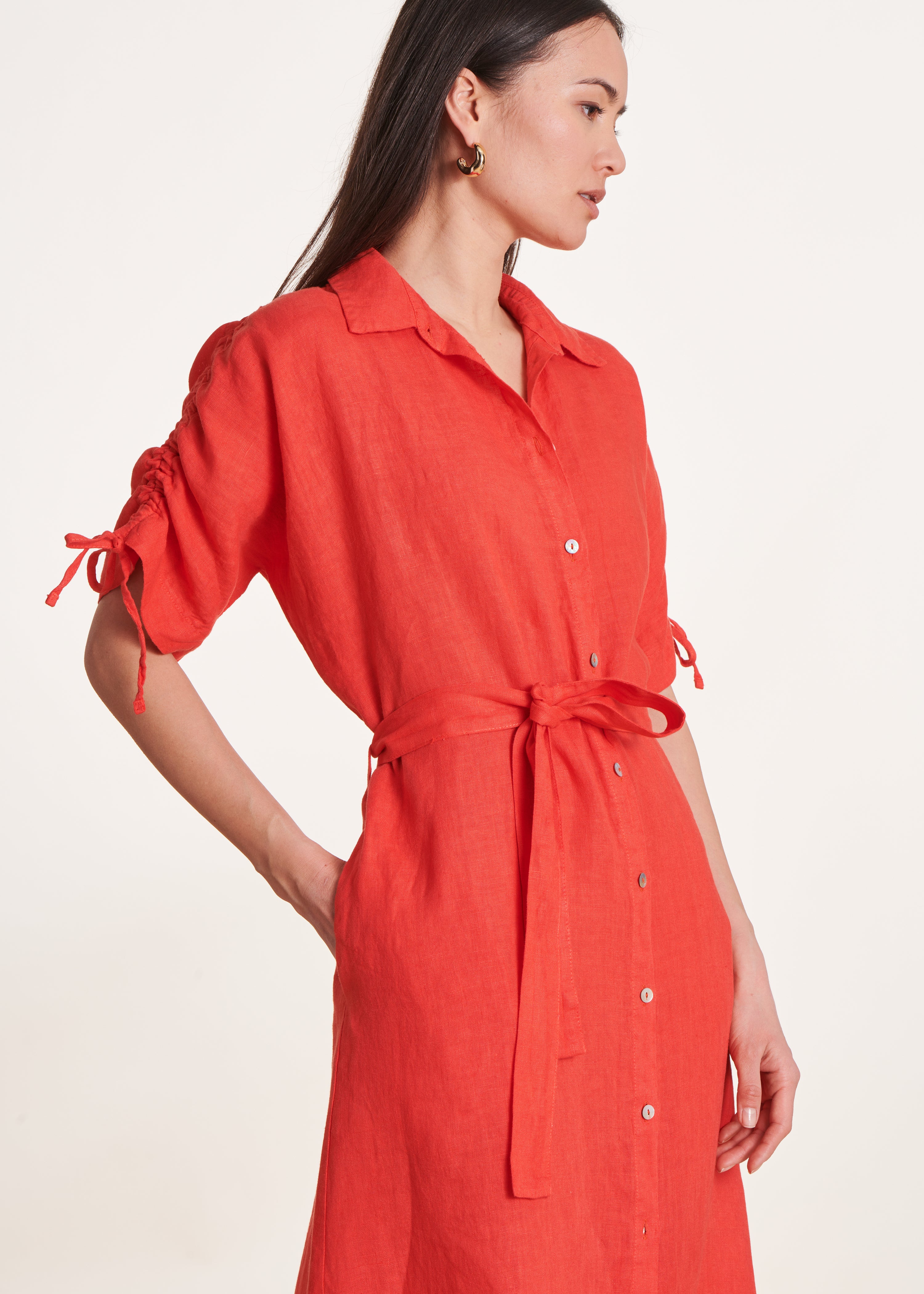 la-f-e-marabout-e-douglas-hemdkleid-orange-leinen-oversize image 5