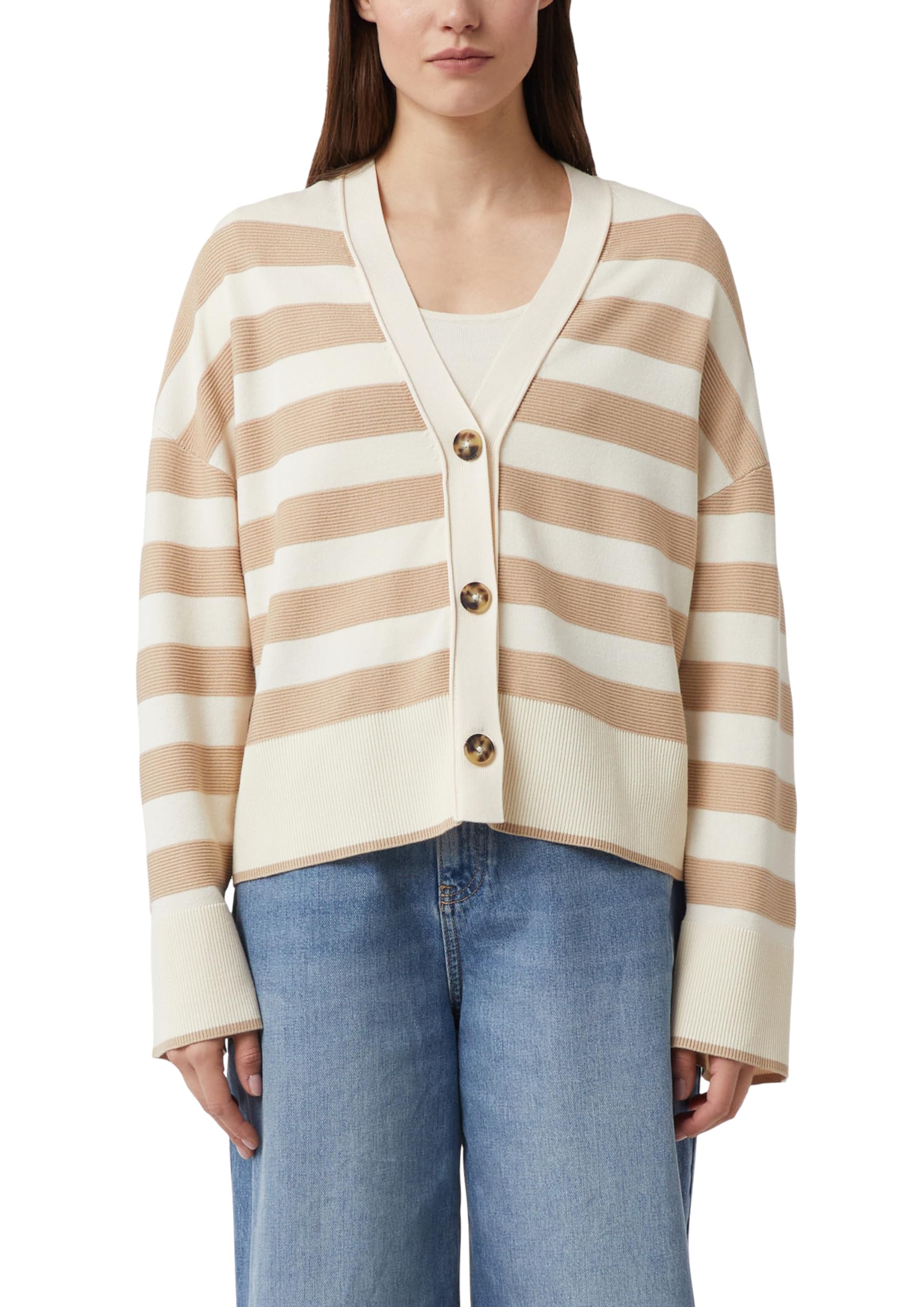 comma-gestreifter-cardigan-strickjacke-creme-boxy-style image 8