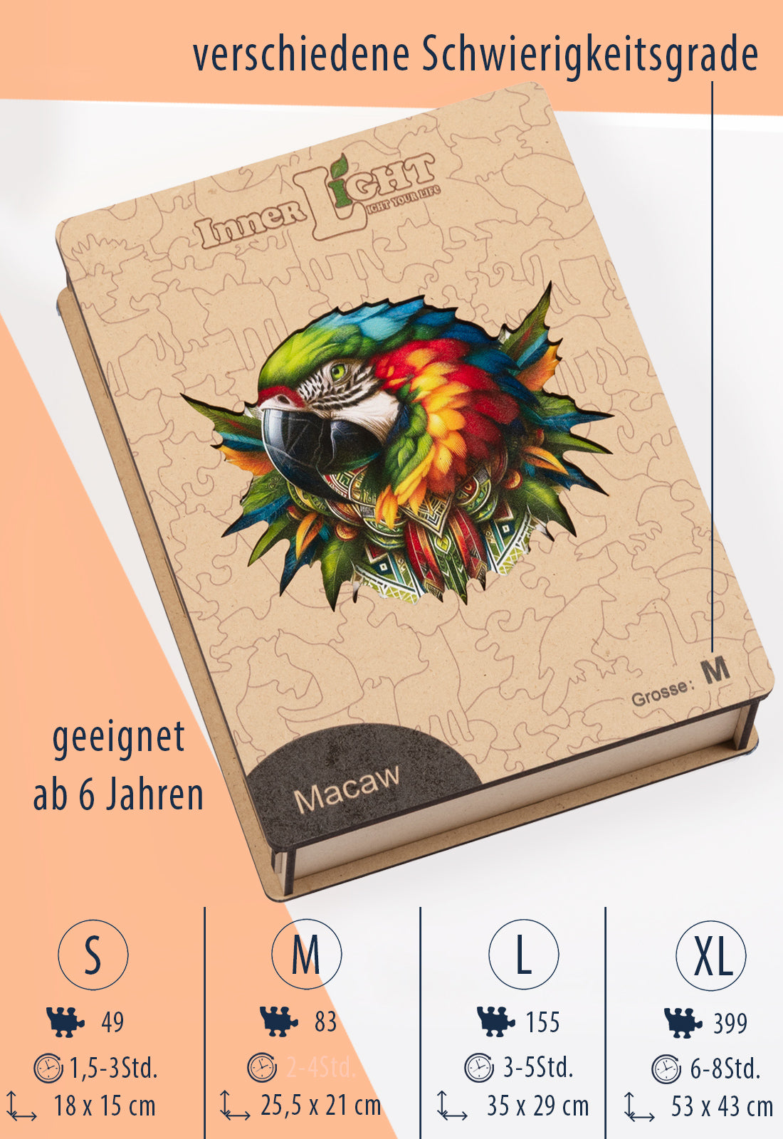 moshiki-macaw-holzpuzzle-papagei-gr-e-m-bunt image 1
