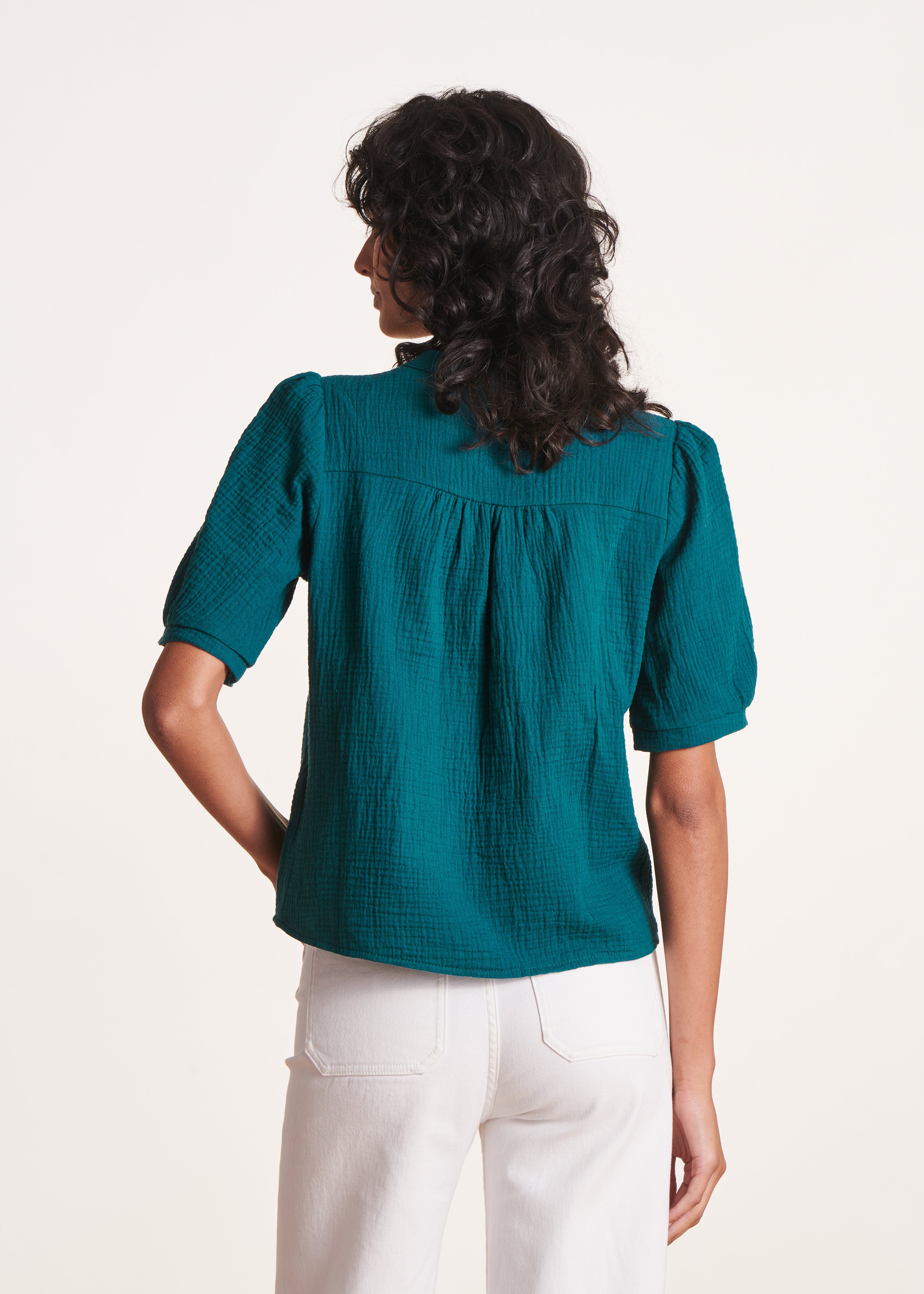 la-f-e-marabout-e-daby-bluse-blau-bio-baumwolle-kurz image 3