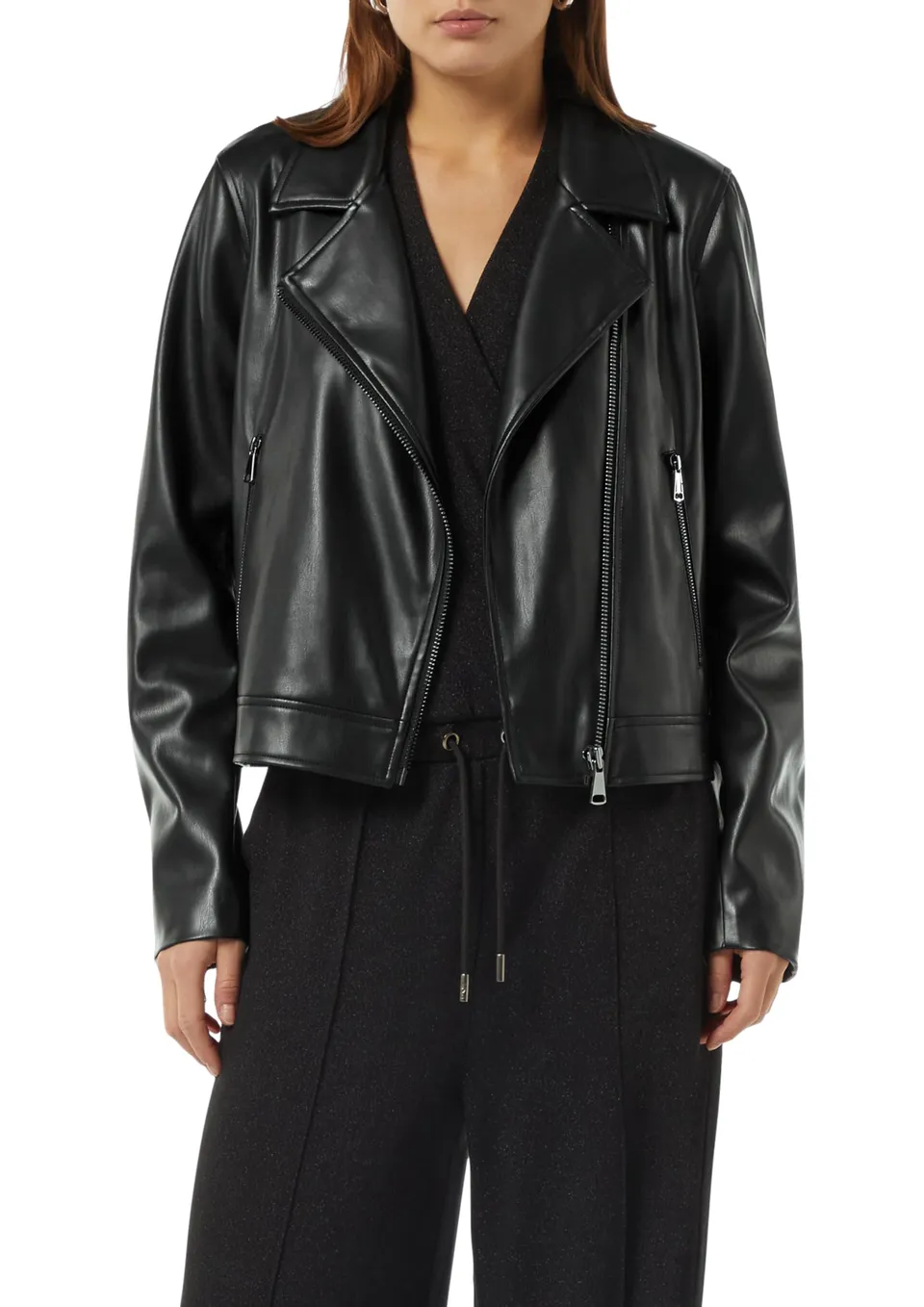 comma-klassische-bikerjacke-lederimitat-jacke-gr-e-42 image 1