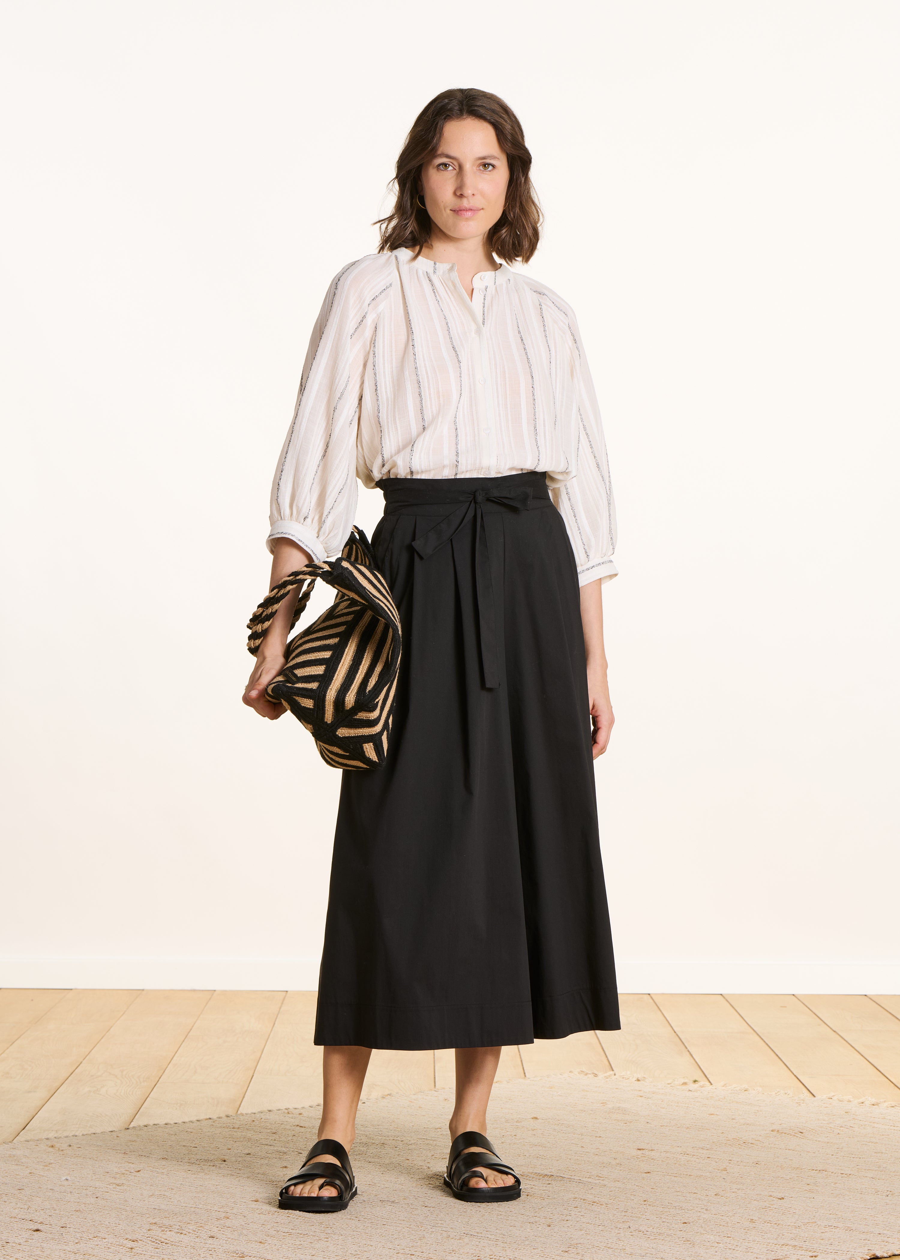 la-f-e-marabout-e-felvia-bluse-ecru-gestreift-baumwolle image 2