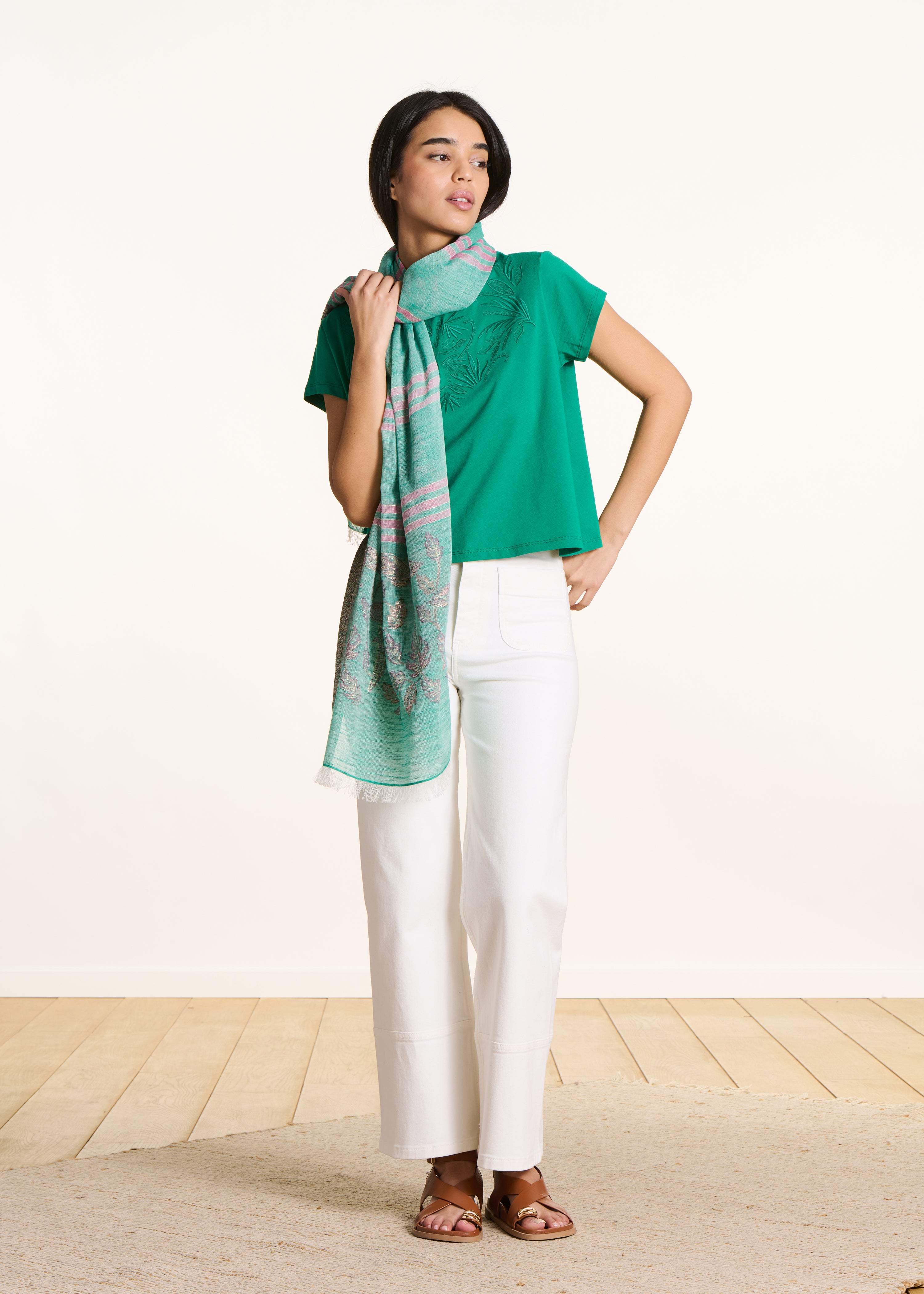 la-f-e-marabout-e-foulard-schal-gr-n-blattmuster image 3
