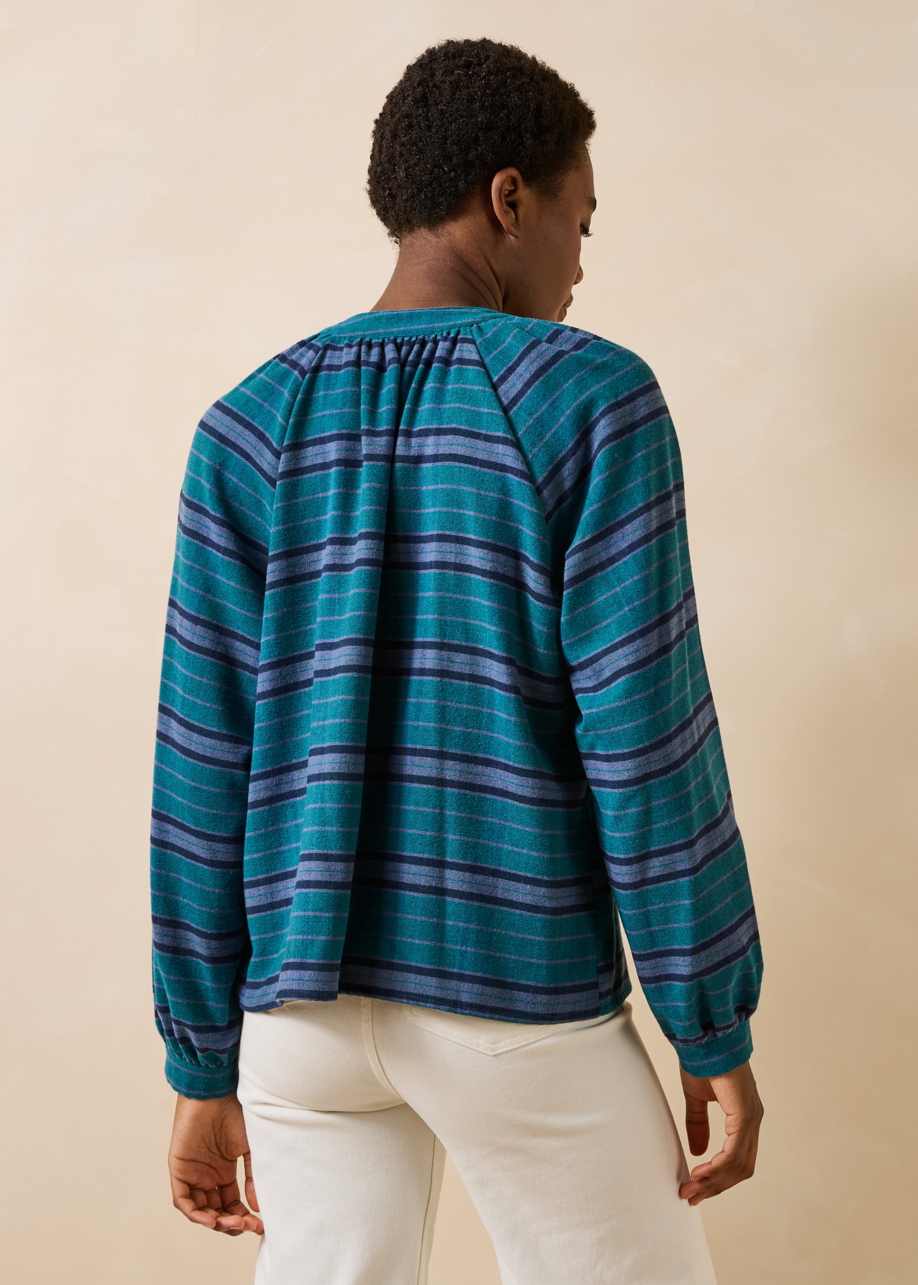 la-f-e-marabout-e-galvia-bluse-streifen-petrol image 3
