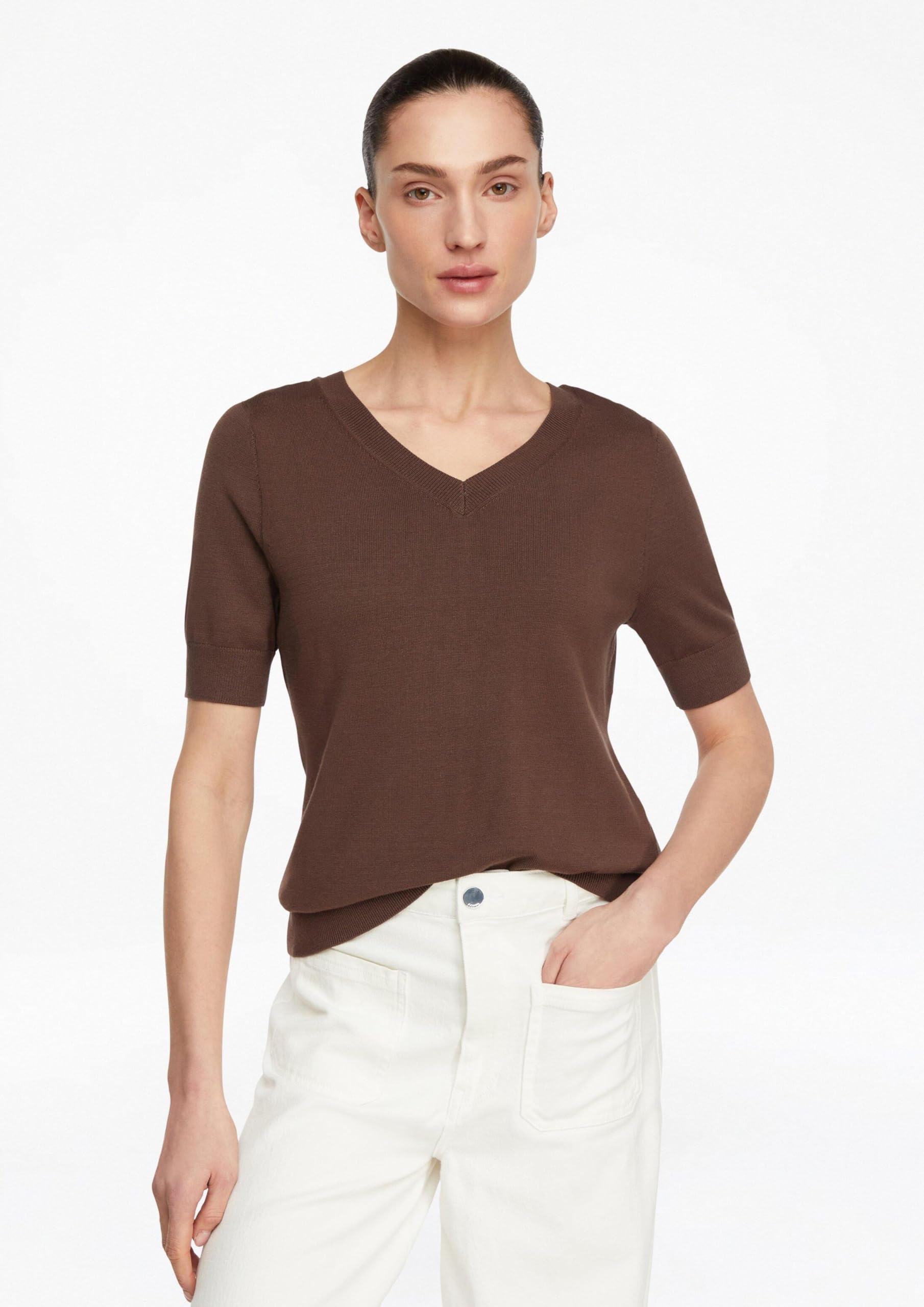 comma-knitwear-strickpullover-slim-fit-v-ausschnitt-gr-46-dunkelbraun image 6