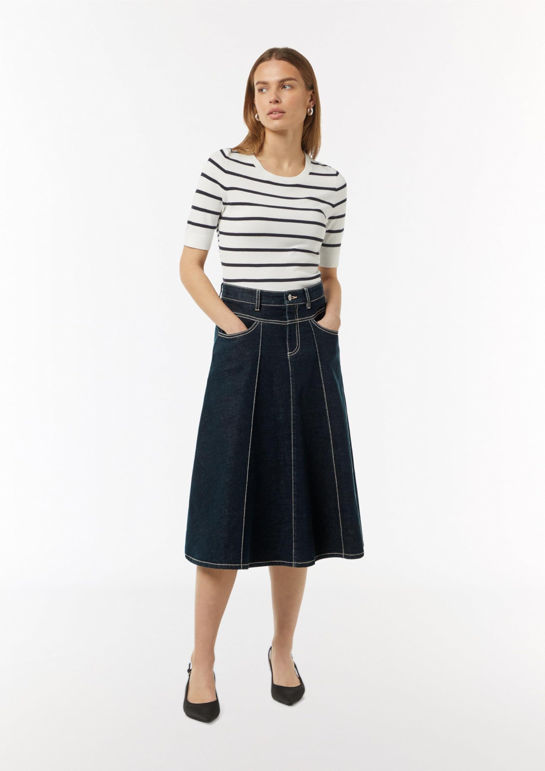 comma-midirock-aus-elastischem-denim-rock-gr-e-38-midi image 6