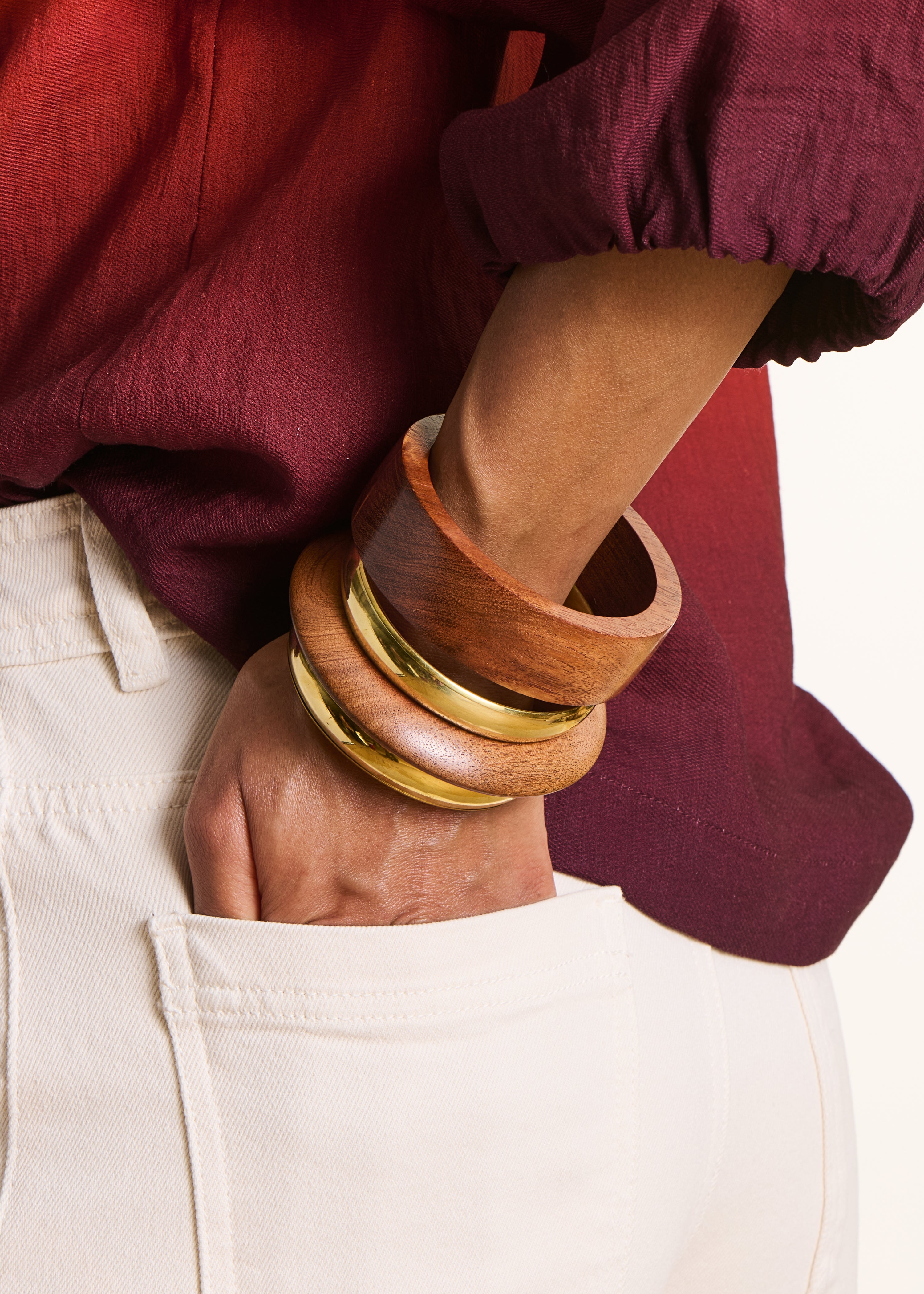 la-f-e-marabout-e-feli-armband-damen-holz-gold-set image 2