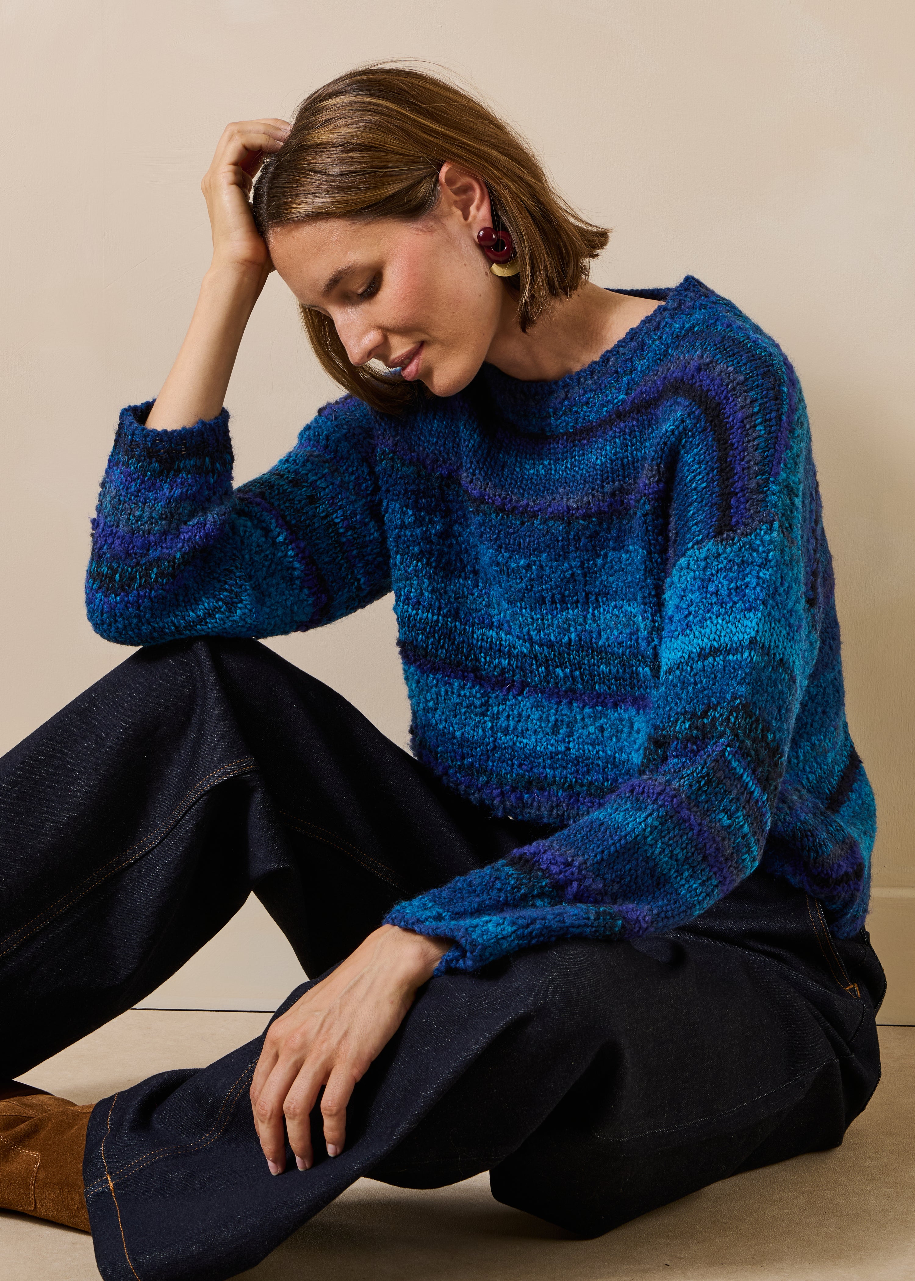 la-f-e-marabout-e-tresia-pullover-azurblau-oversize-gestreift image 1