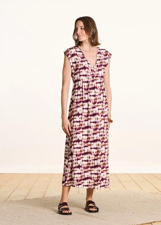 la-f-e-marabout-e-drazic-midikleid-bordeaux-tie-dye-viskose image 1