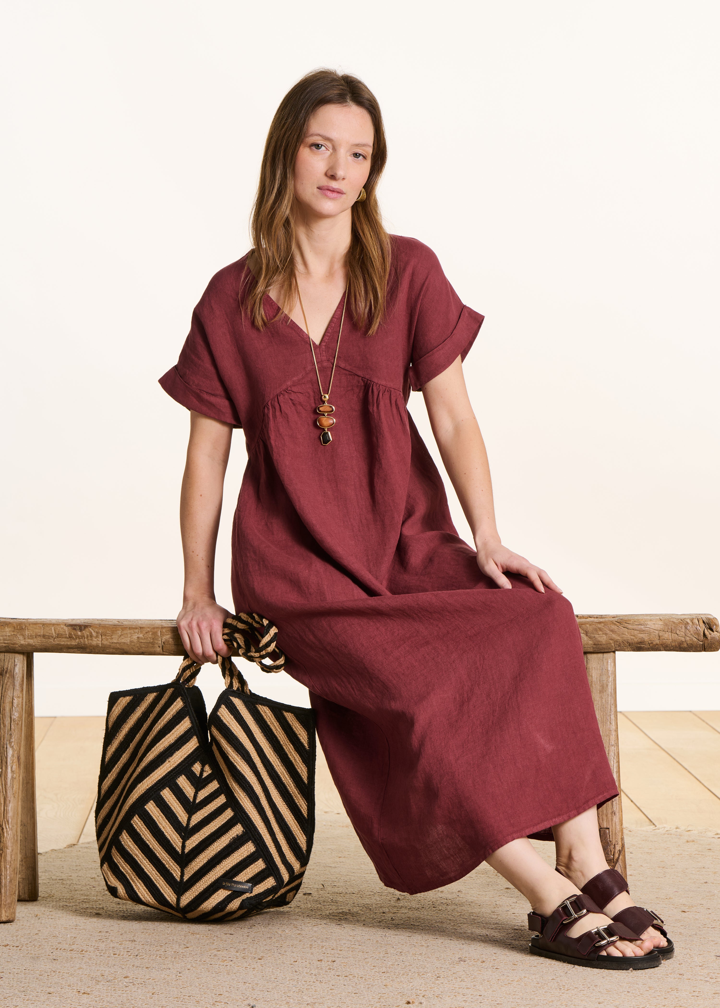 la-f-e-marabout-e-darling-maxikleid-leinen-bordeaux-gr-38 image 2
