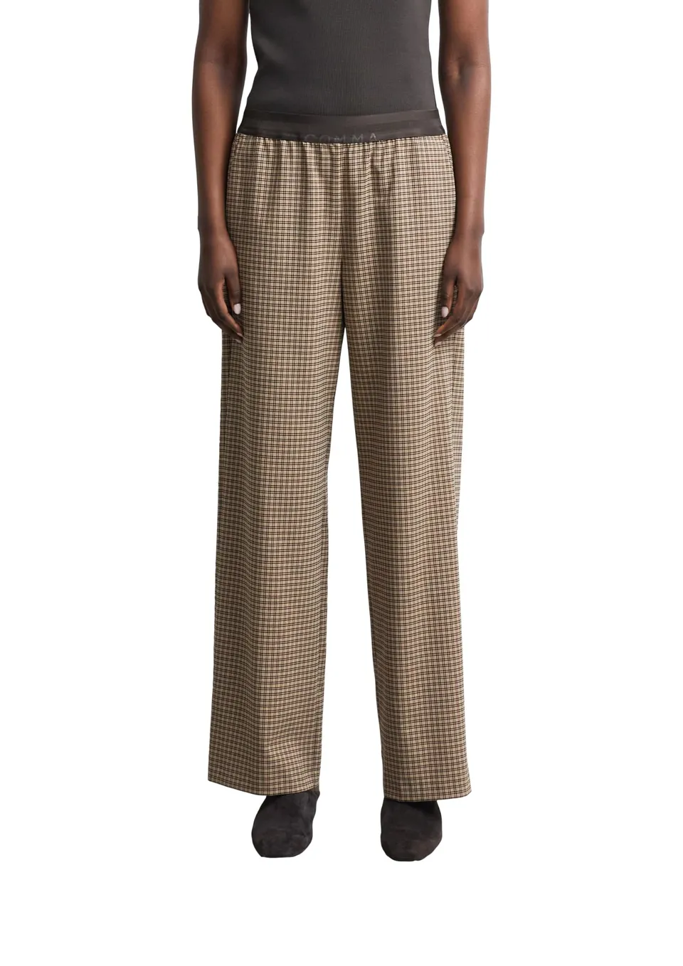 comma-schlupfhose-wide-leg-karo-hose-elastikbund-gr-32 image 1
