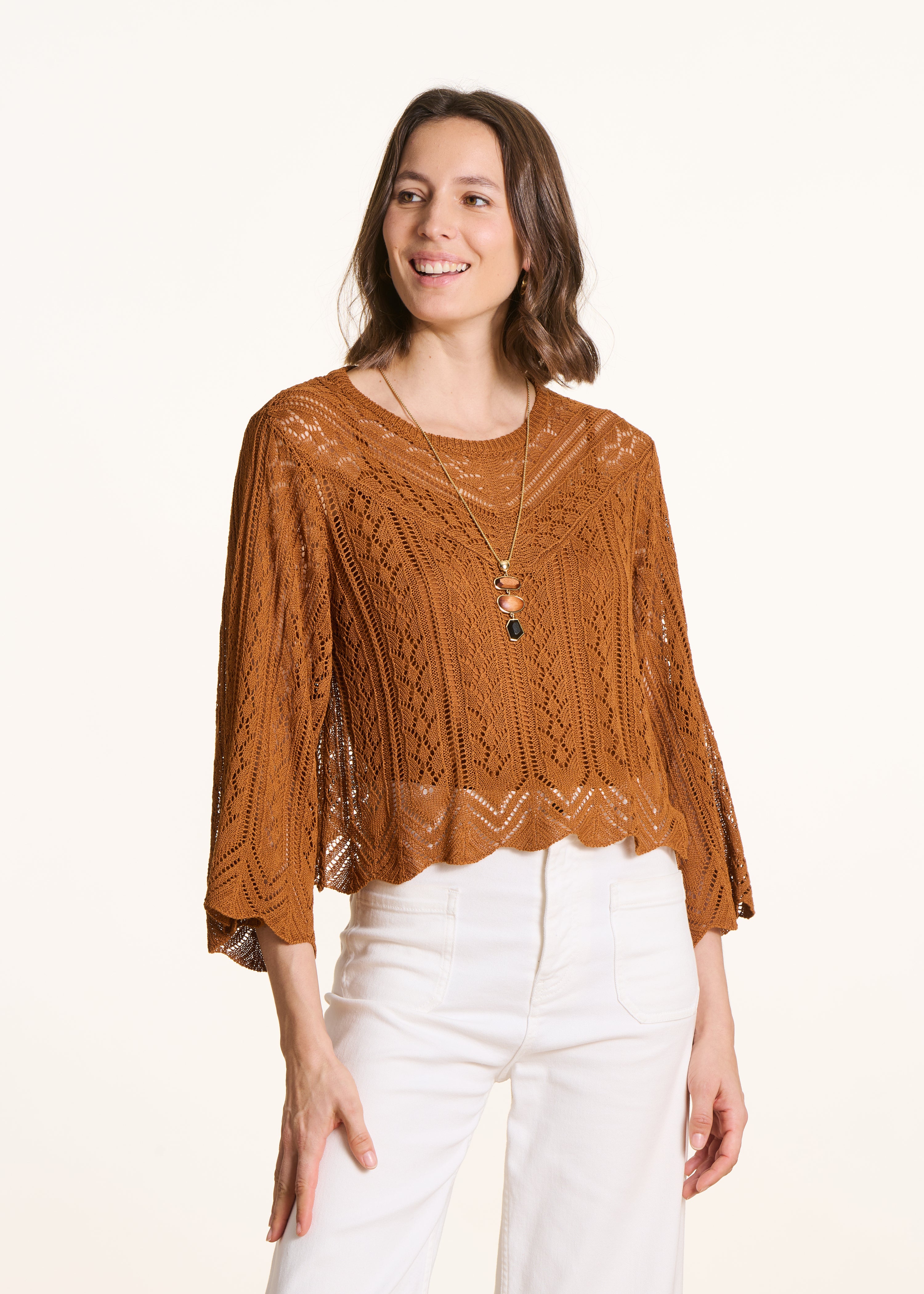 la-f-e-marabout-e-fabric-pullover-braun-ajour-kurz image 2
