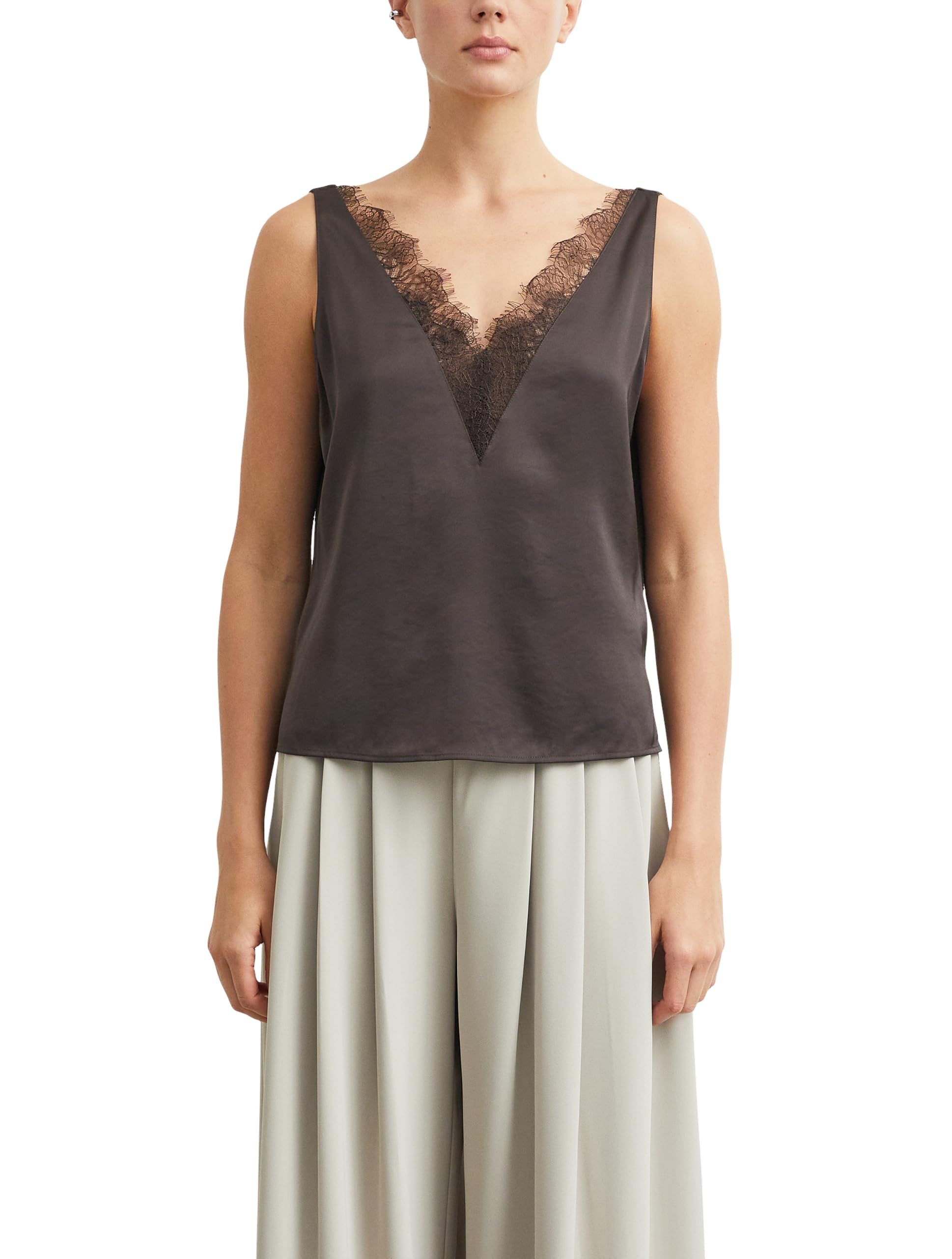 comma-bluse-v-ausschnitt-spitze-satin-rmellos image 1