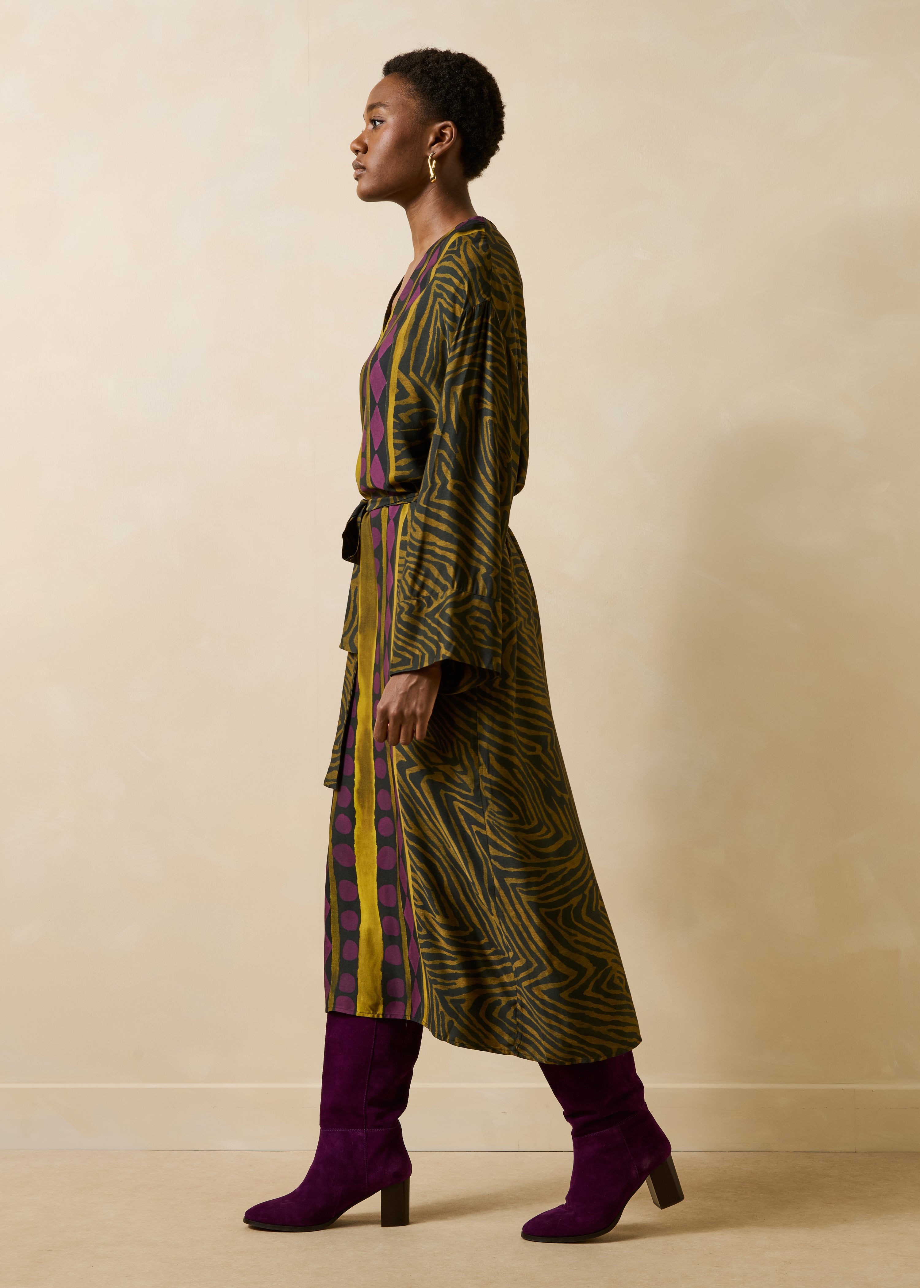 la-f-e-marabout-e-eliop-kleid-schwarz-ocker-zebra-lang image 2