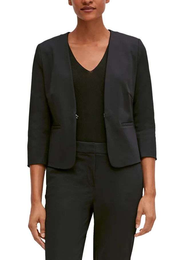 comma-blazer-kurz-damen-blazer-navy-slim-fit-viskose image 1