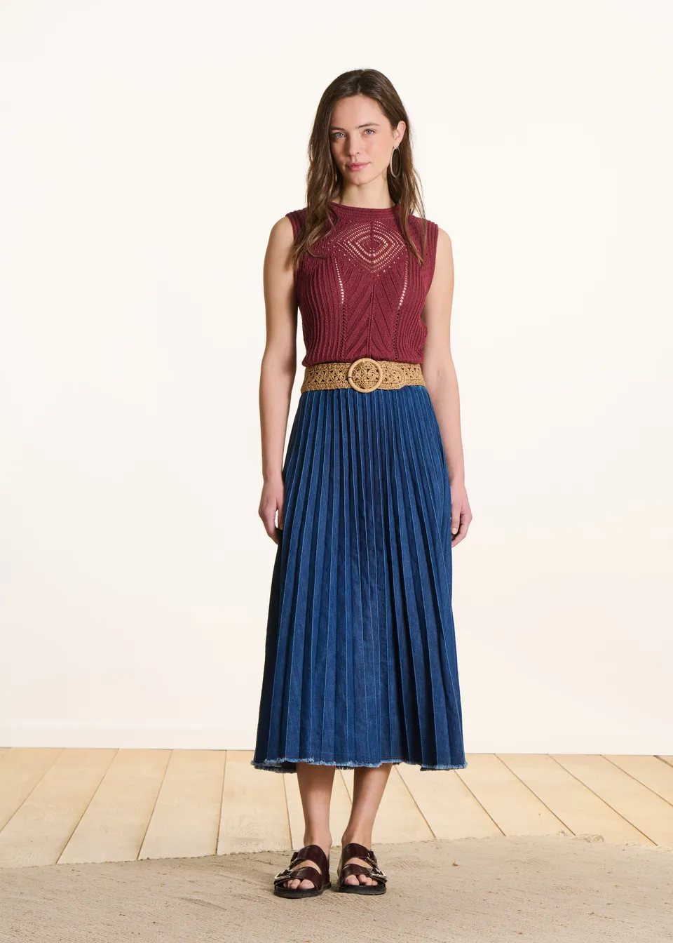 la-f-e-marabout-e-donut-jeansrock-midi-plissiert image 1