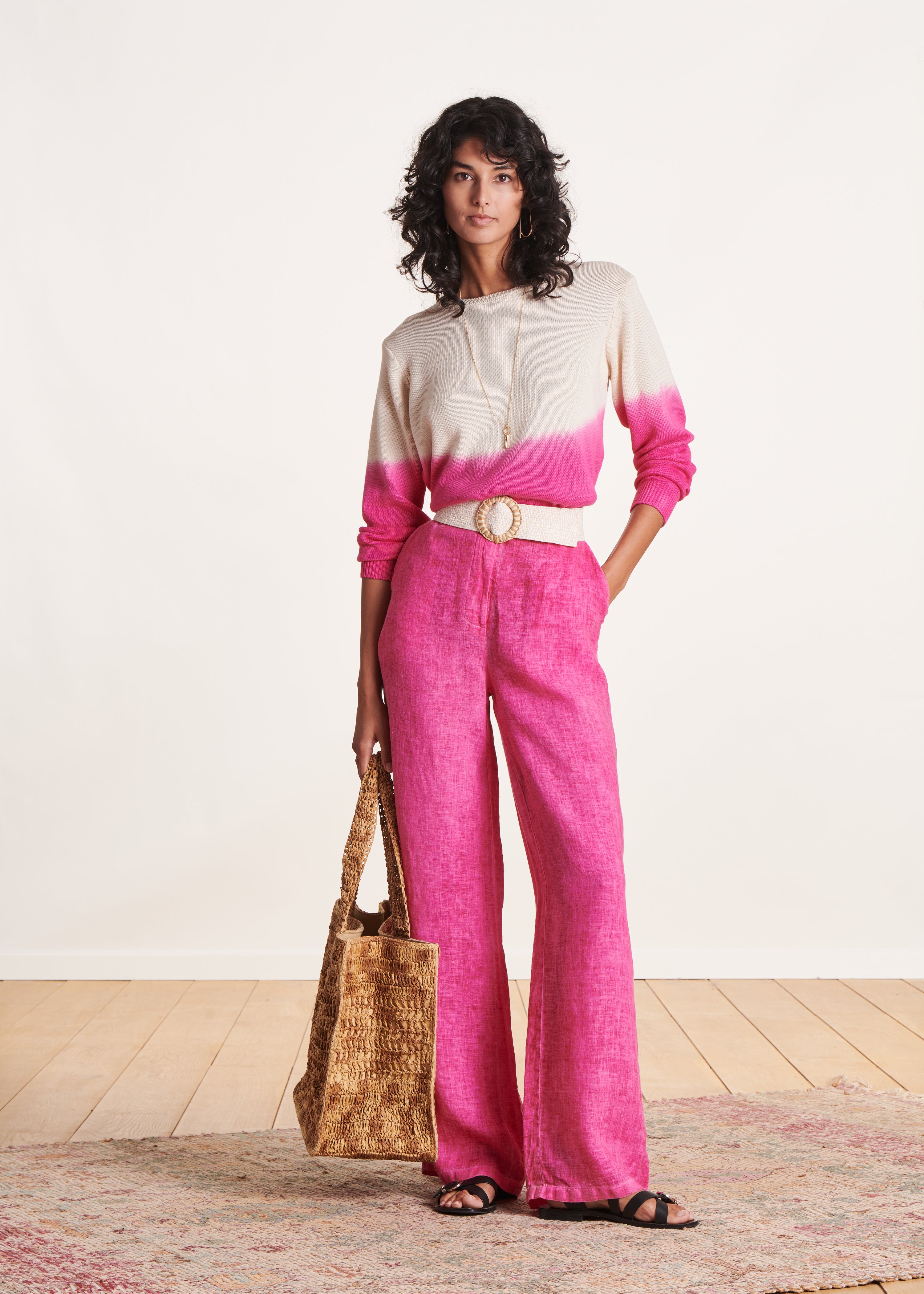 la-f-e-marabout-e-dustin-pullover-rosa-dip-dye-kurz-baumwolle image 2